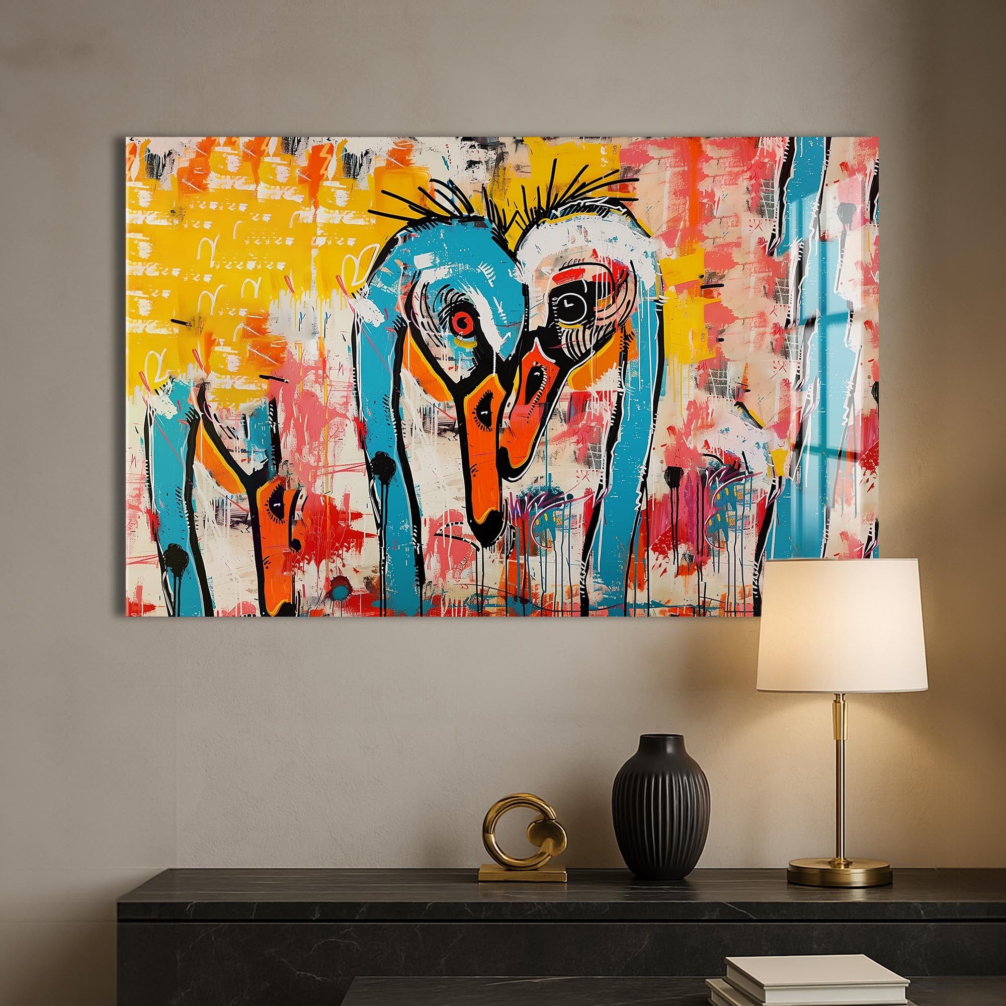 Artronauts Glass Print Abstract Crane Duo – Animal Tempered Glass Wall Art