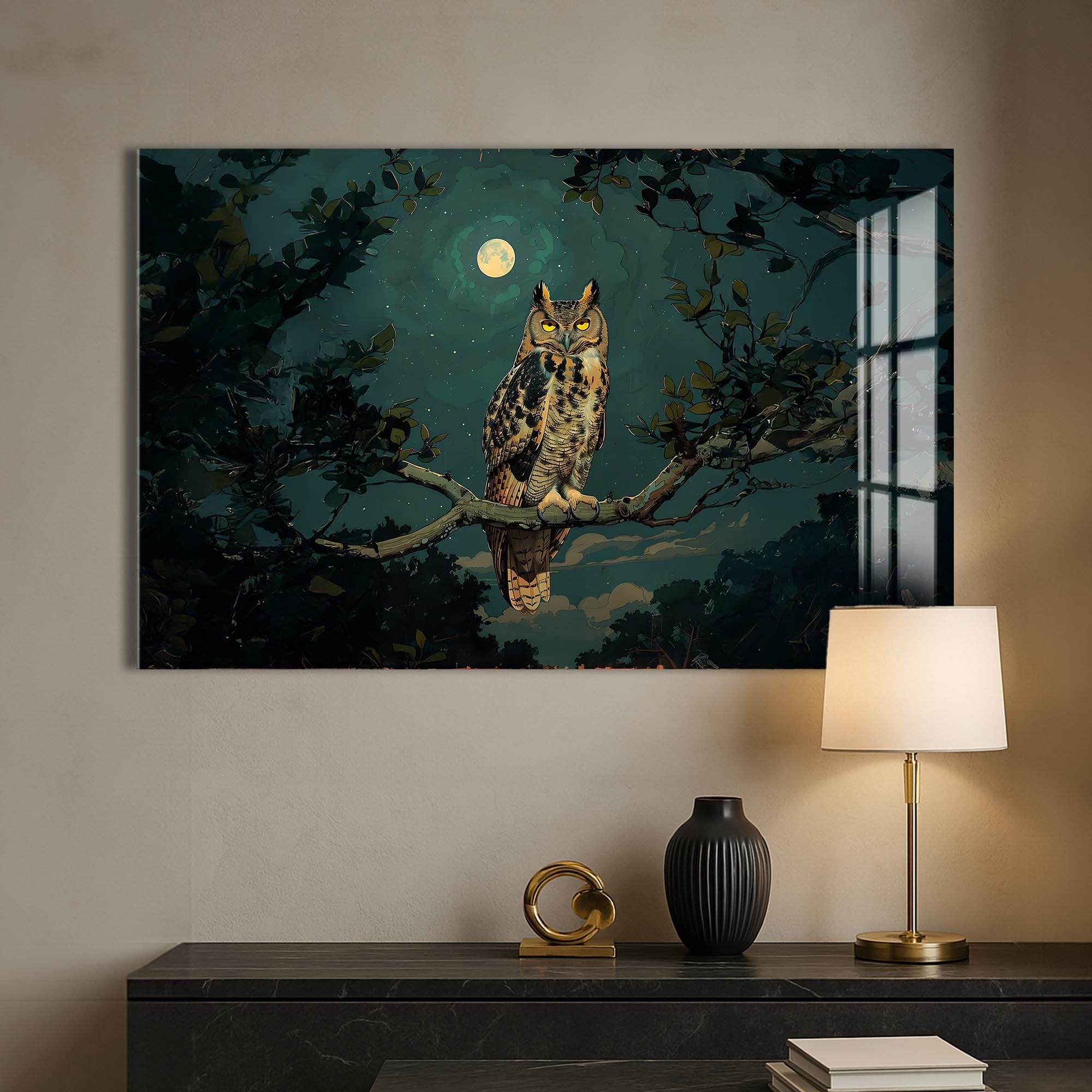 Artronauts Glass Print Moonlit Owl – Animal Tempered Glass Wall Art