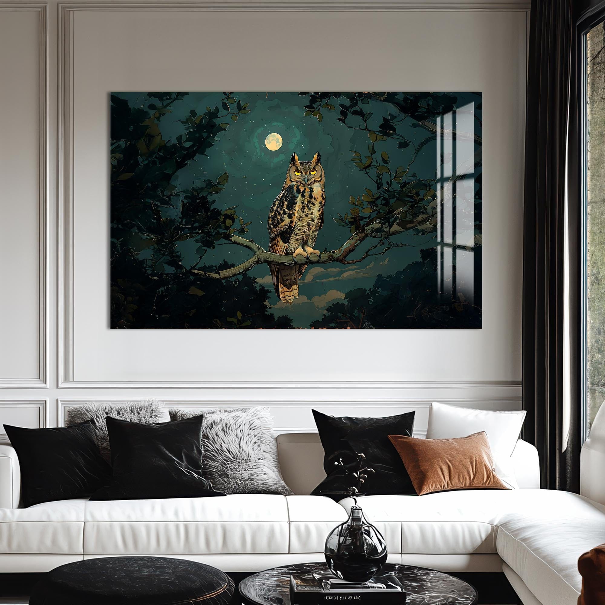 Artronauts Glass Print Moonlit Owl – Animal Tempered Glass Wall Art