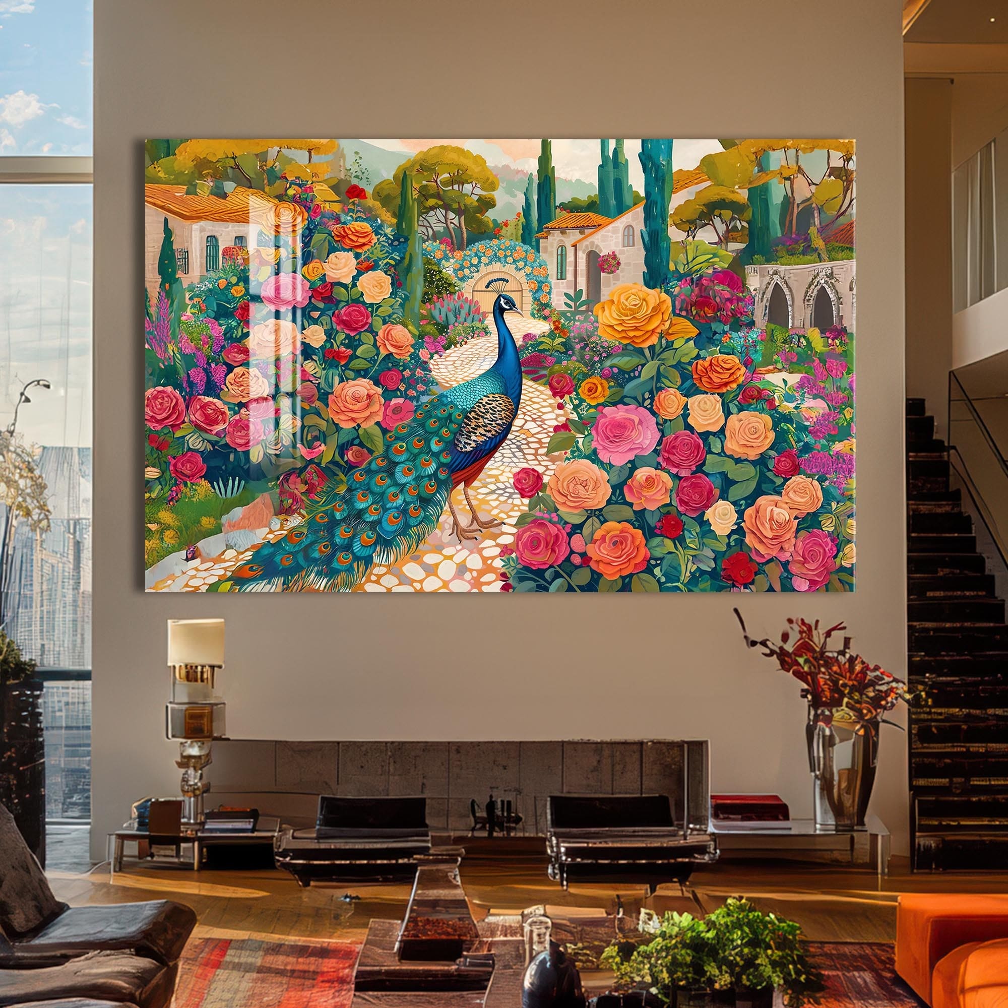 Artronauts Glass Print Garden Peacock – Animal Tempered Glass Wall Art