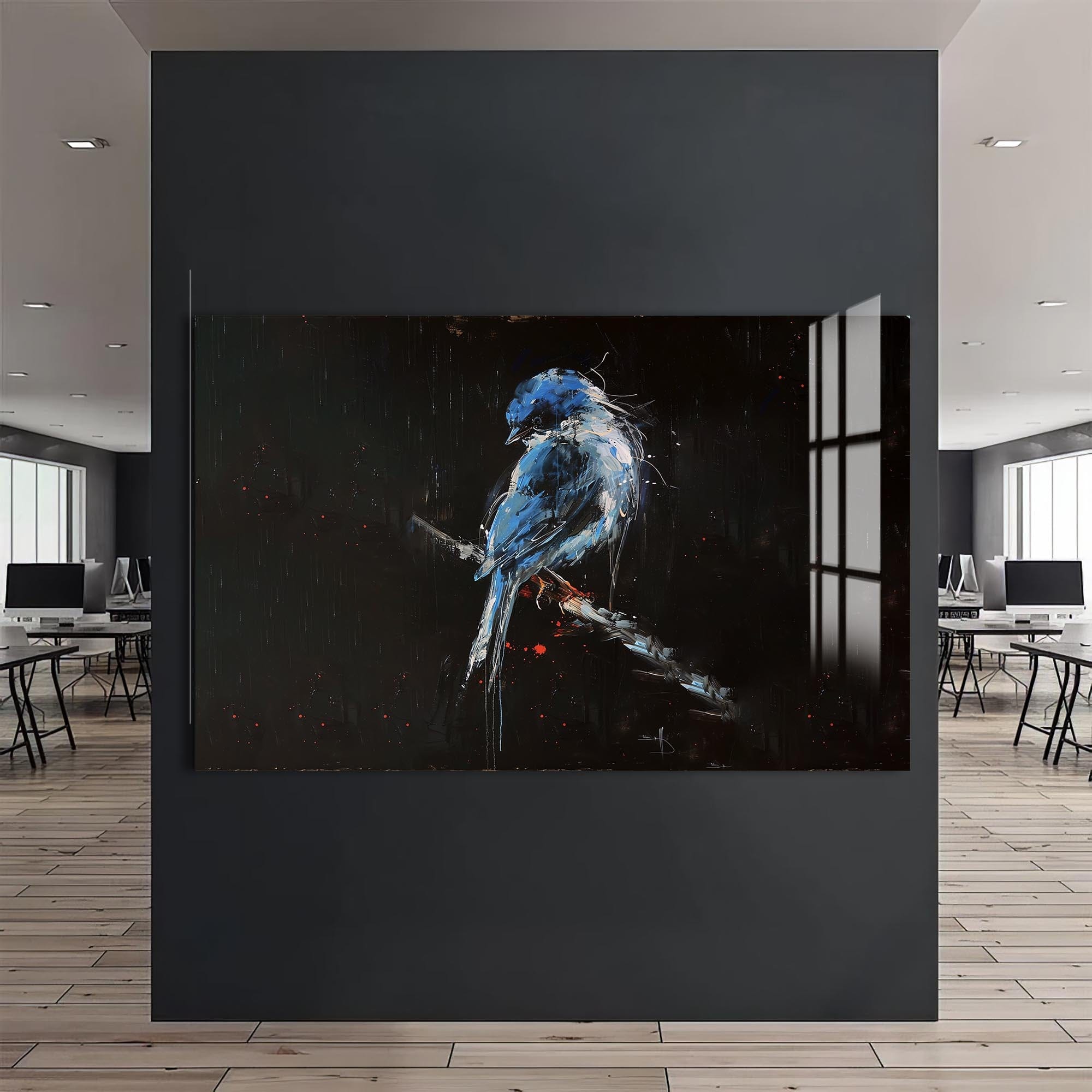 Artronauts Glass Print Blue Abstract Bird – Animal Tempered Glass Wall Art