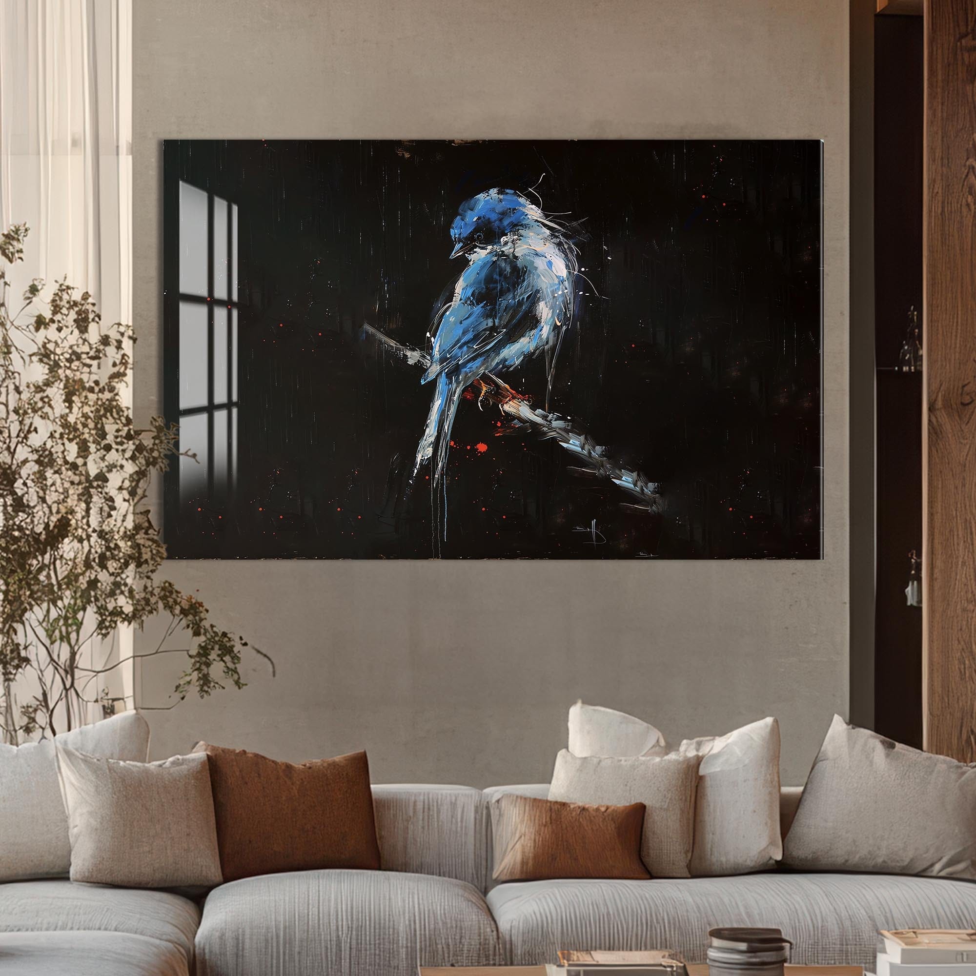 Artronauts Glass Print Blue Abstract Bird – Animal Tempered Glass Wall Art
