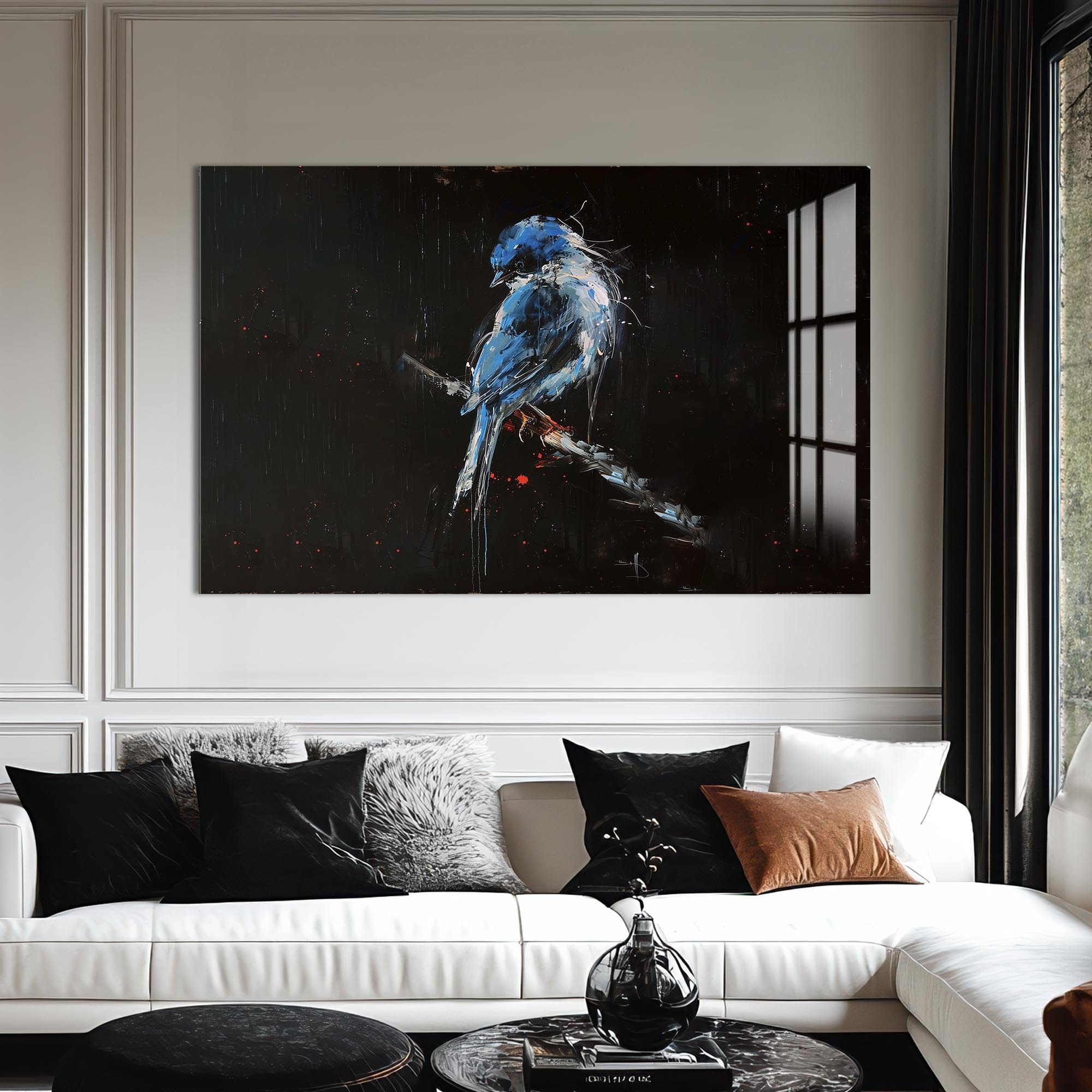 Artronauts Glass Print Blue Abstract Bird – Animal Tempered Glass Wall Art