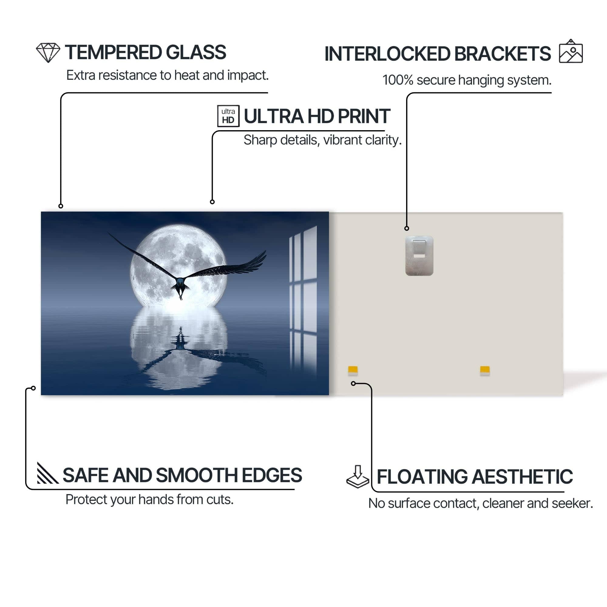 Artronauts Glass Print Moon Flight – Animal Tempered Glass Wall Art