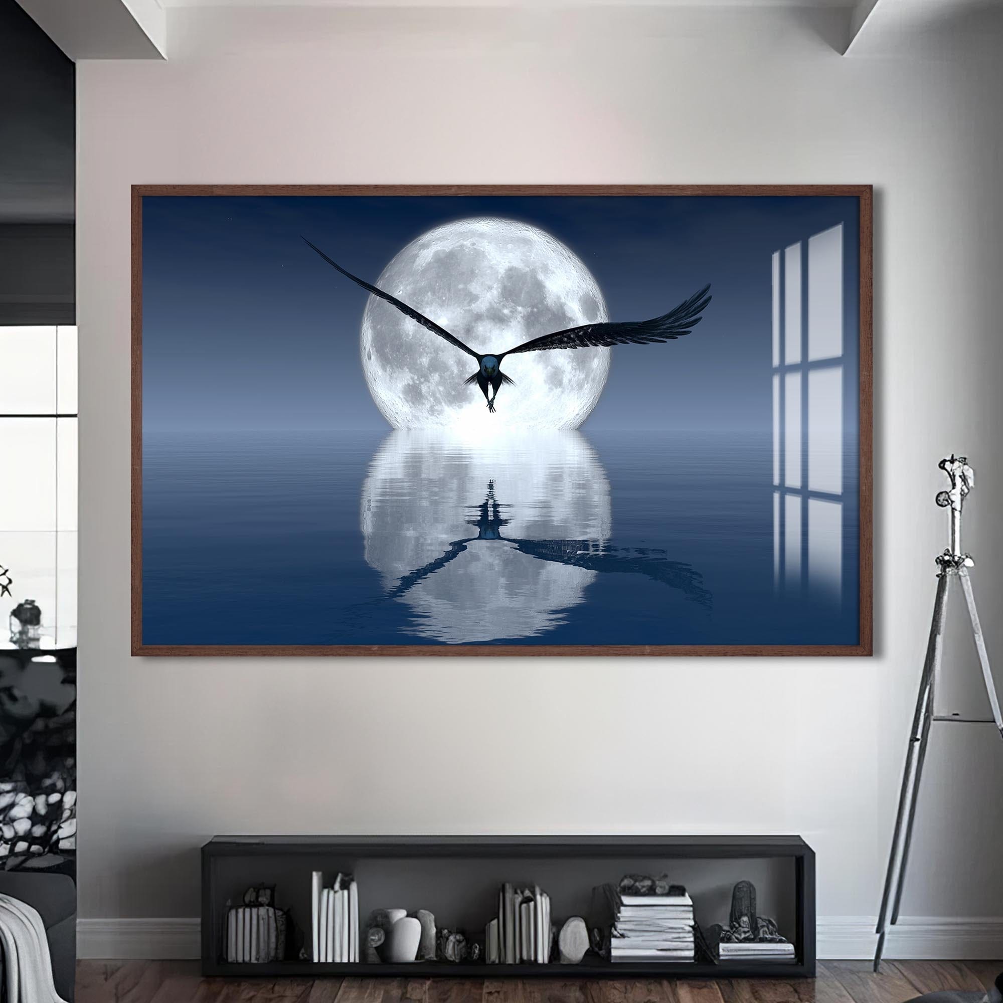 Artronauts Glass Print S | 72x46 cm | 28.3"x18.1" / Walnut Moon Flight – Animal Tempered Glass Wall Art