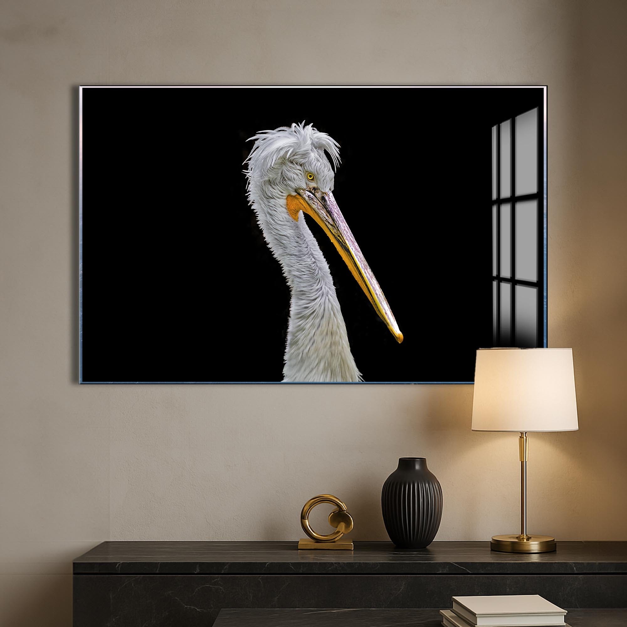 Artronauts Glass Print Striking Pelican Portrait – Animal Tempered Glass Wall Art