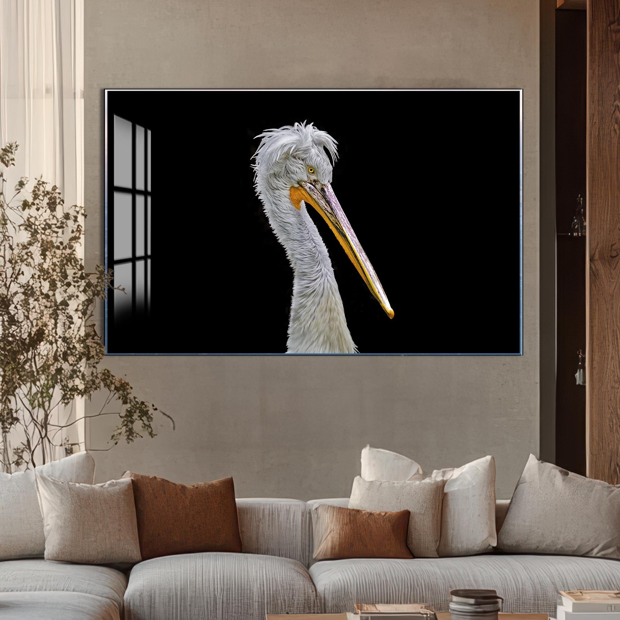 Artronauts Glass Print Striking Pelican Portrait – Animal Tempered Glass Wall Art