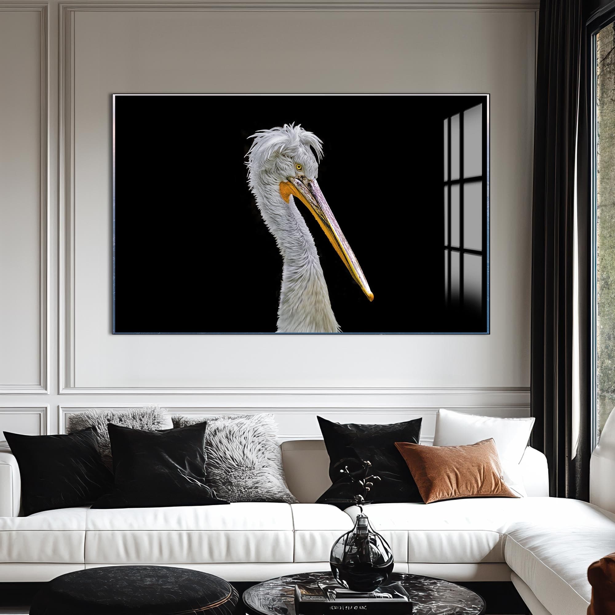 Artronauts Glass Print Striking Pelican Portrait – Animal Tempered Glass Wall Art