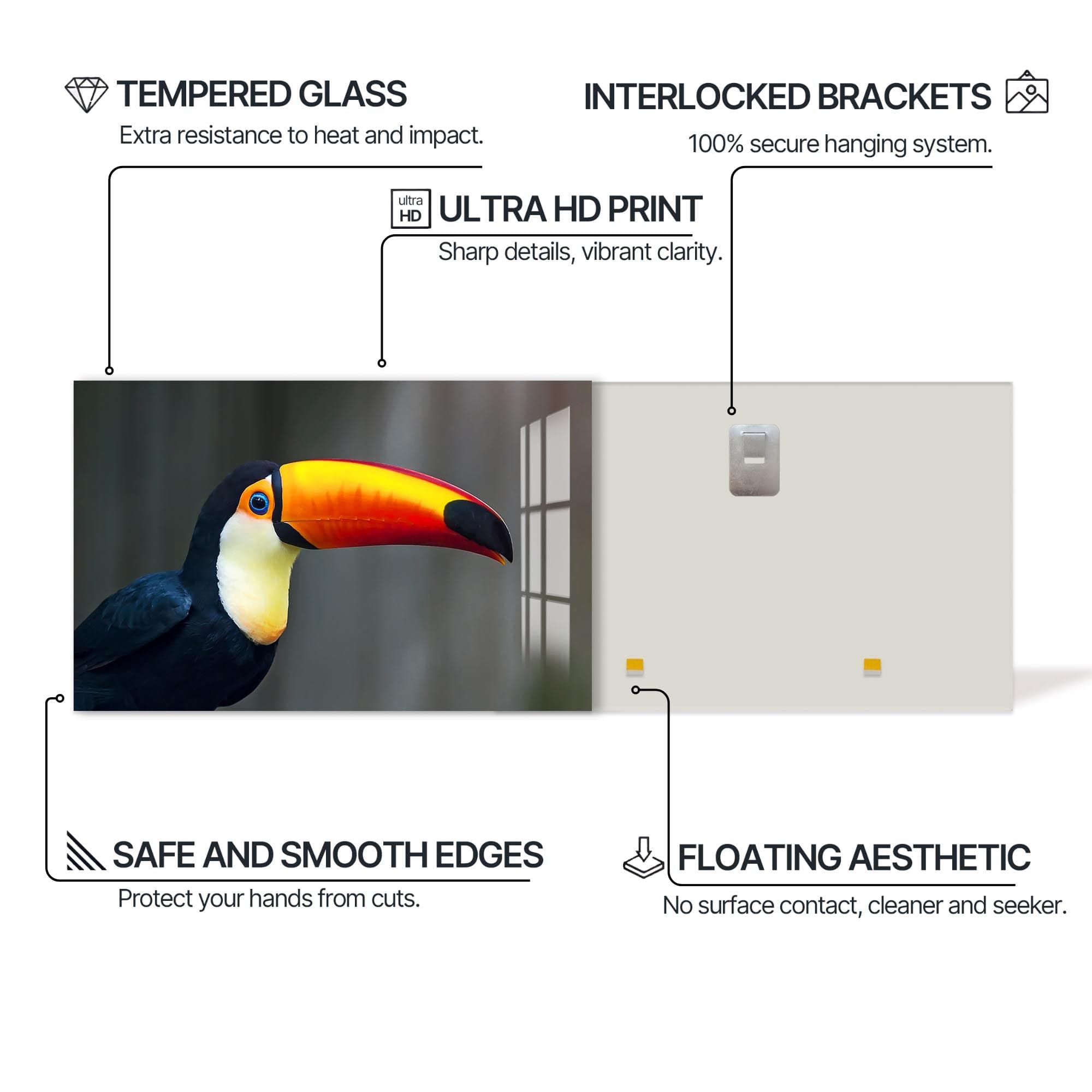 Artronauts Glass Print Toucan Splash – Animal Tempered Glass Wall Art