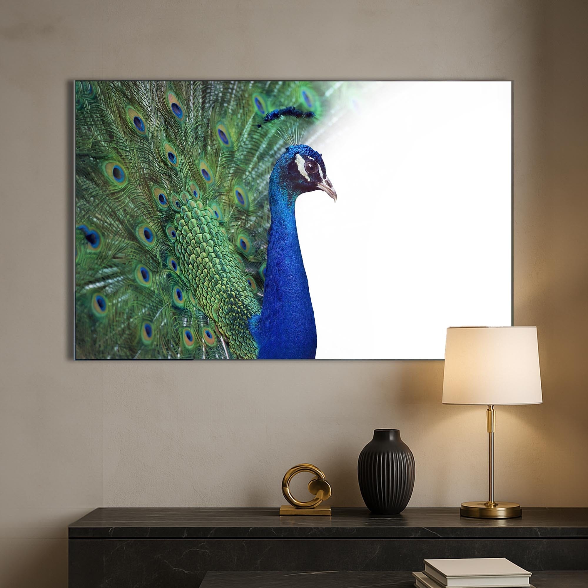 Artronauts Glass Print White Peacock Elegance – Animal Tempered Glass Wall Art