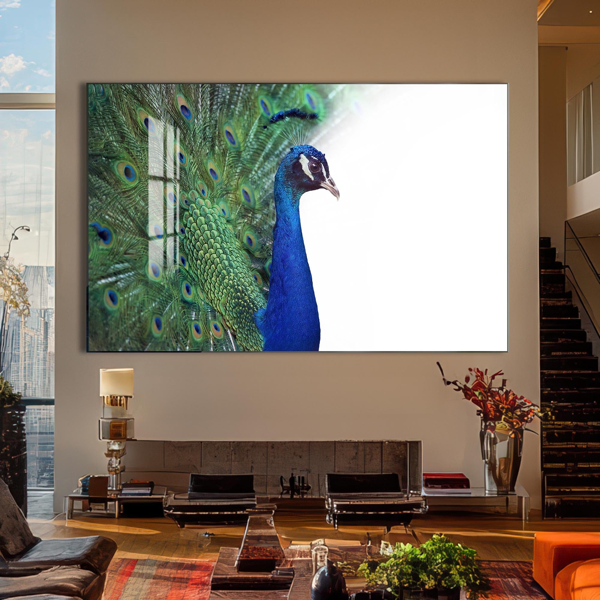 Artronauts Glass Print White Peacock Elegance – Animal Tempered Glass Wall Art