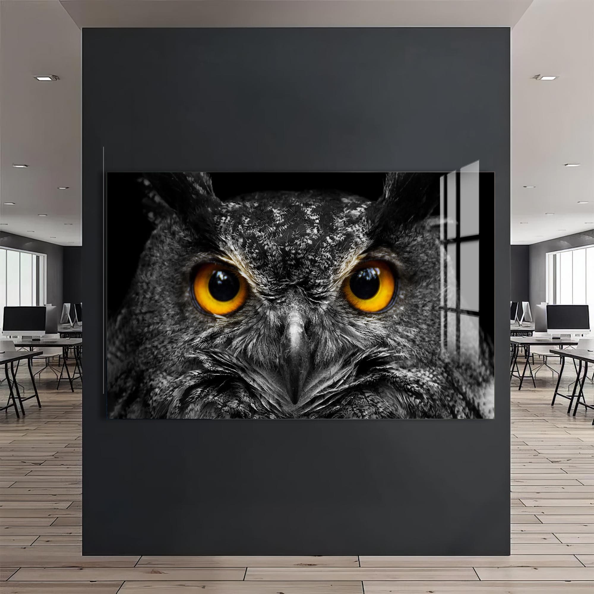 Artronauts Glass Print Owl Gaze – Animal Tempered Glass Wall Art