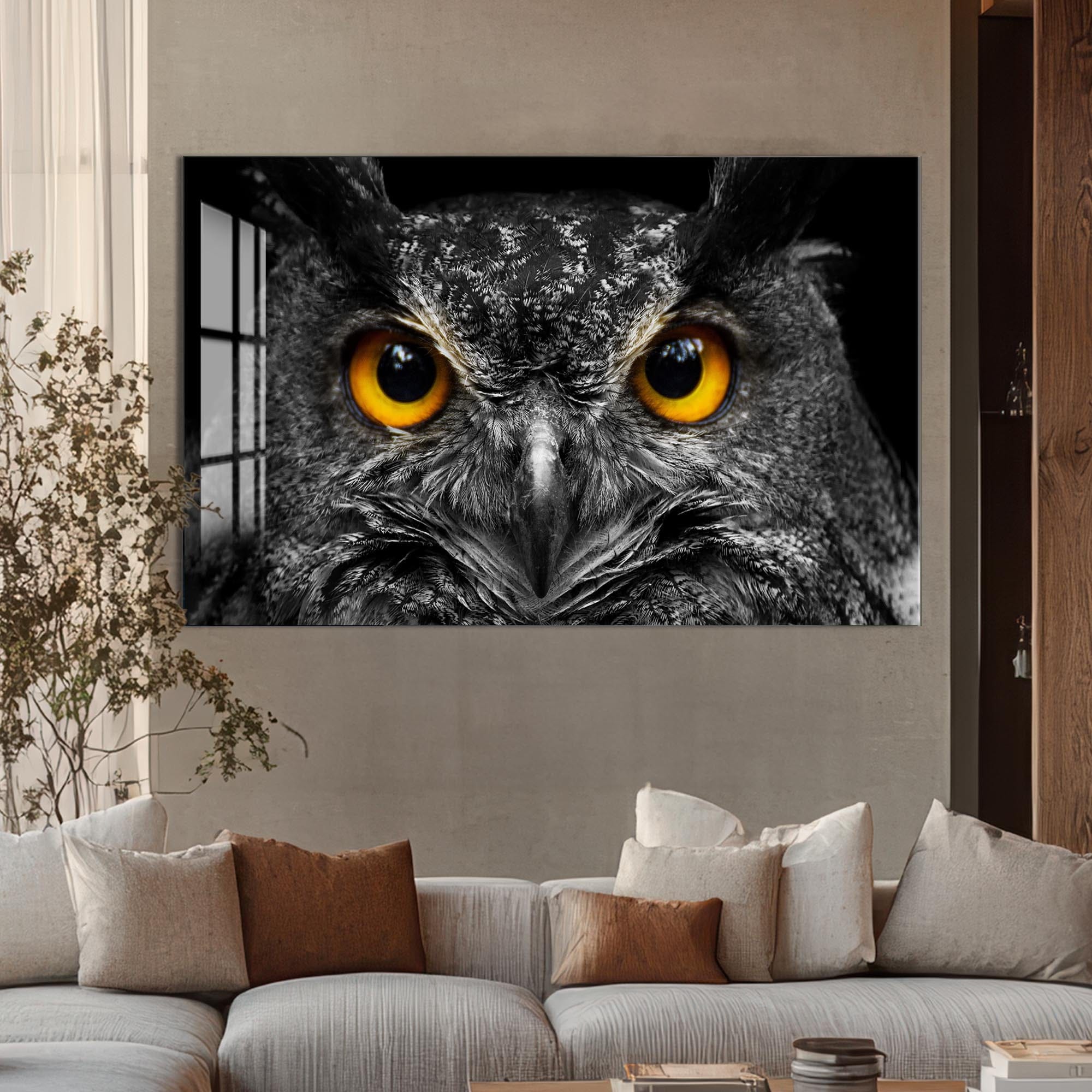 Artronauts Glass Print Owl Gaze – Animal Tempered Glass Wall Art