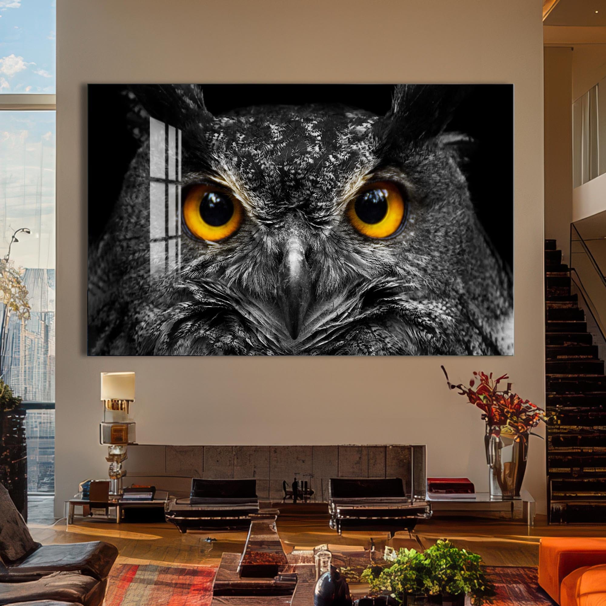 Artronauts Glass Print Owl Gaze – Animal Tempered Glass Wall Art