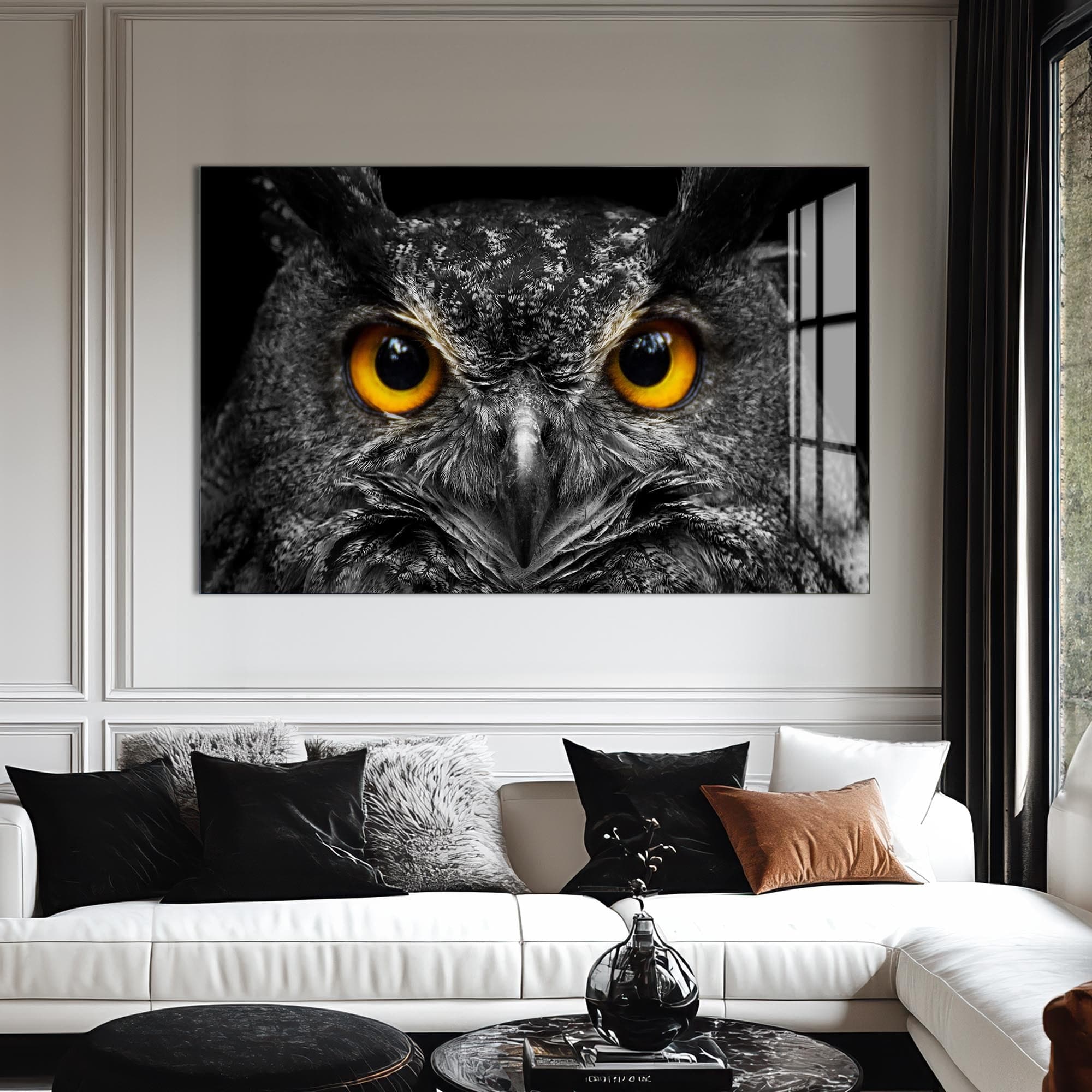 Artronauts Glass Print Owl Gaze – Animal Tempered Glass Wall Art
