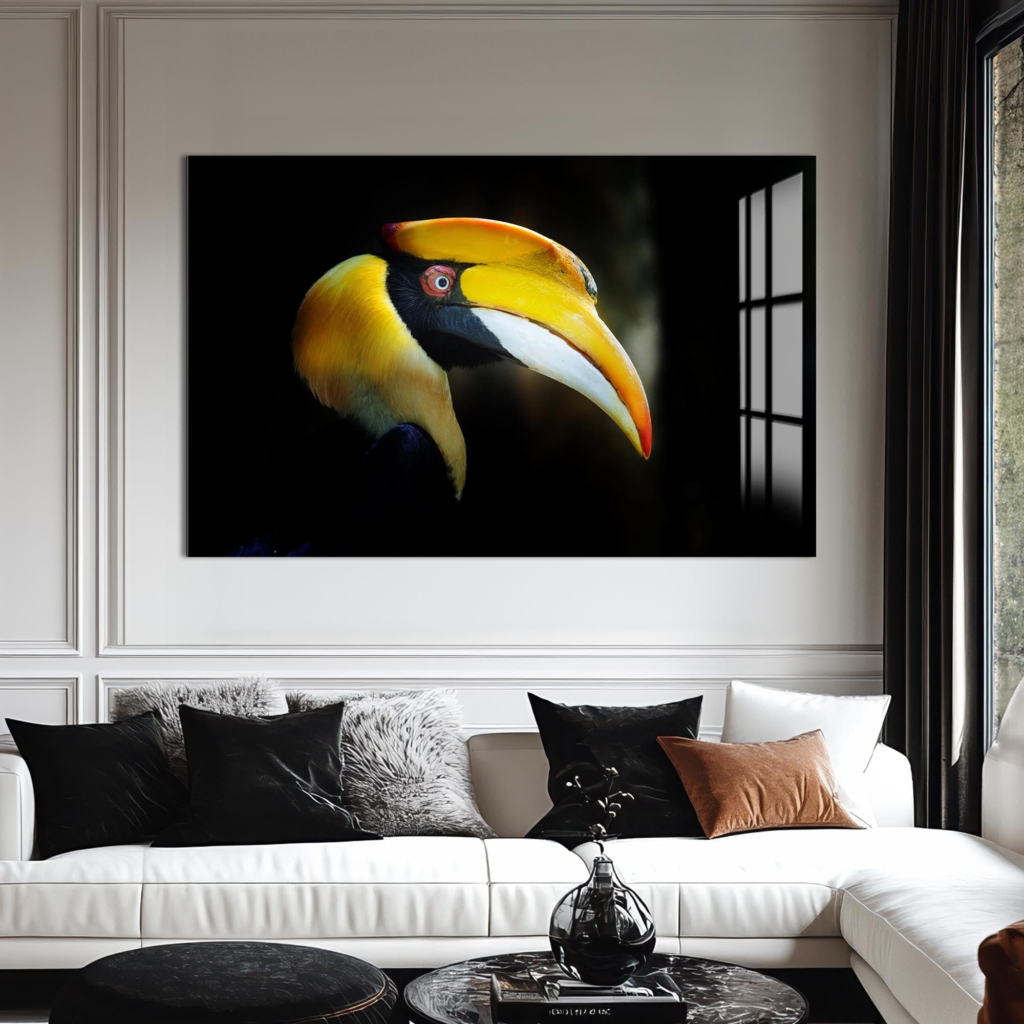 Artronauts Glass Print Yellow Hornbill Portrait – Animal Tempered Glass Wall Art