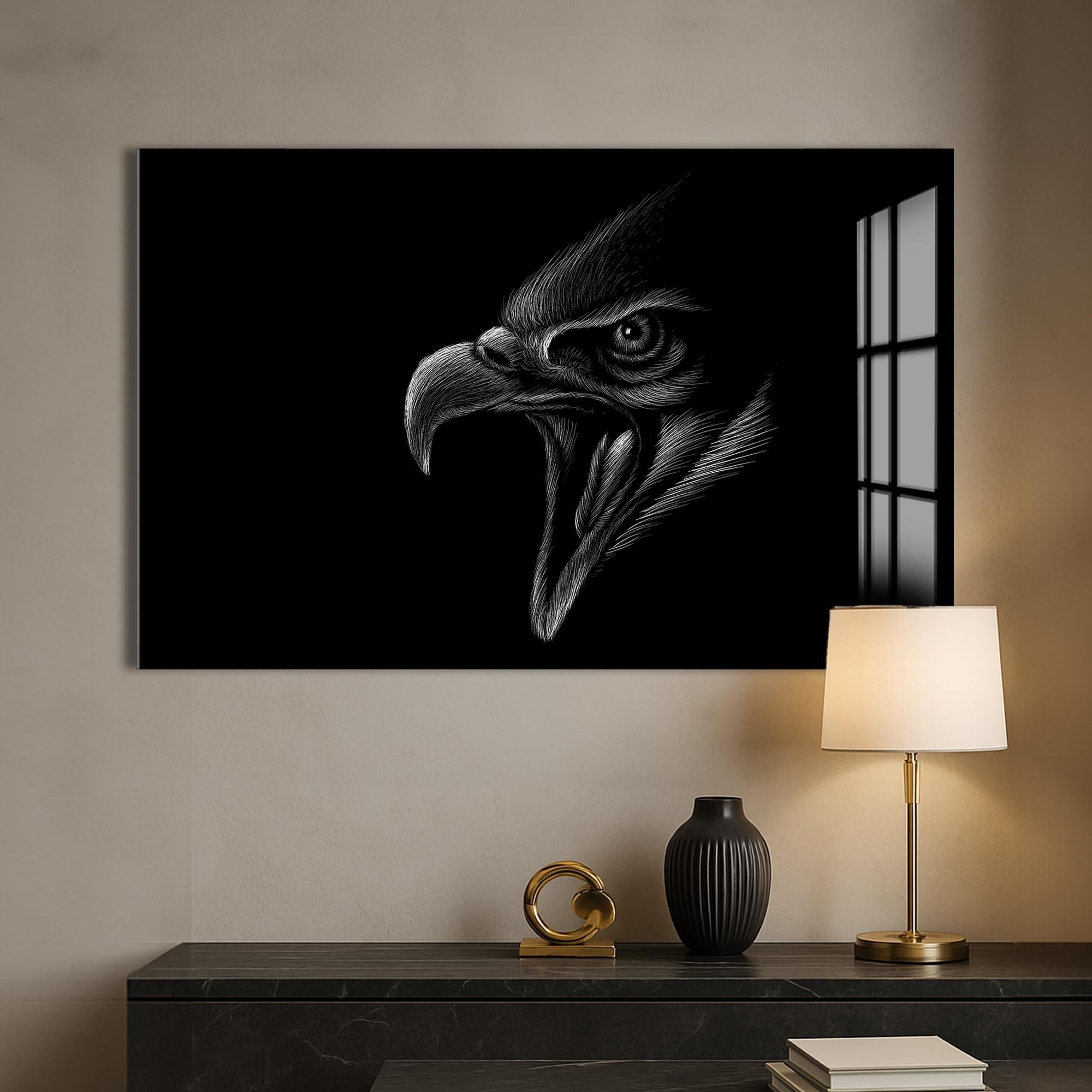 Artronauts Glass Print Screaming Eagle Sketch – Animal Tempered Glass Wall Art