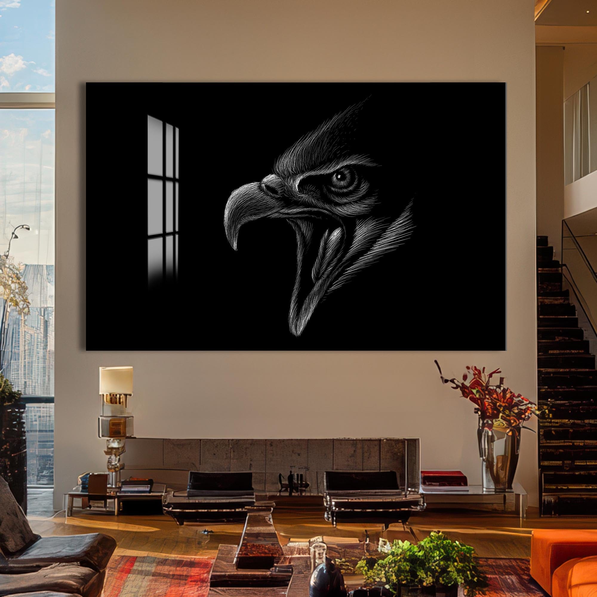 Artronauts Glass Print Screaming Eagle Sketch – Animal Tempered Glass Wall Art