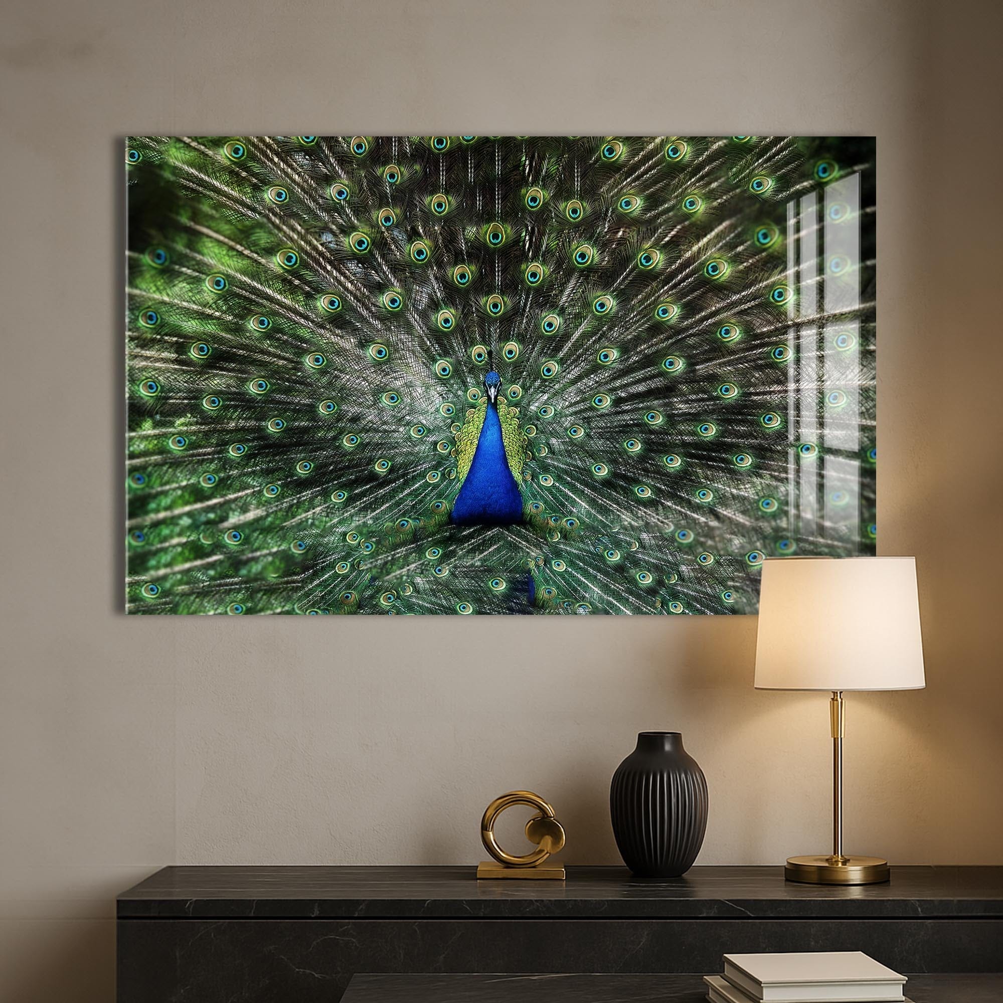 Artronauts Glass Print Peacock Feathers Spread – Animal Tempered Glass Wall Art