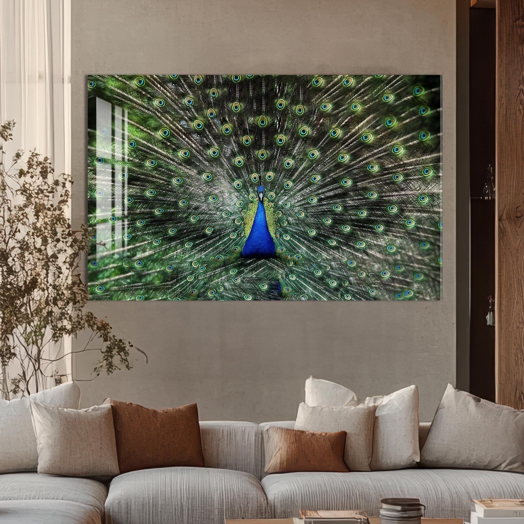 Artronauts Glass Print Peacock Feathers Spread – Animal Tempered Glass Wall Art