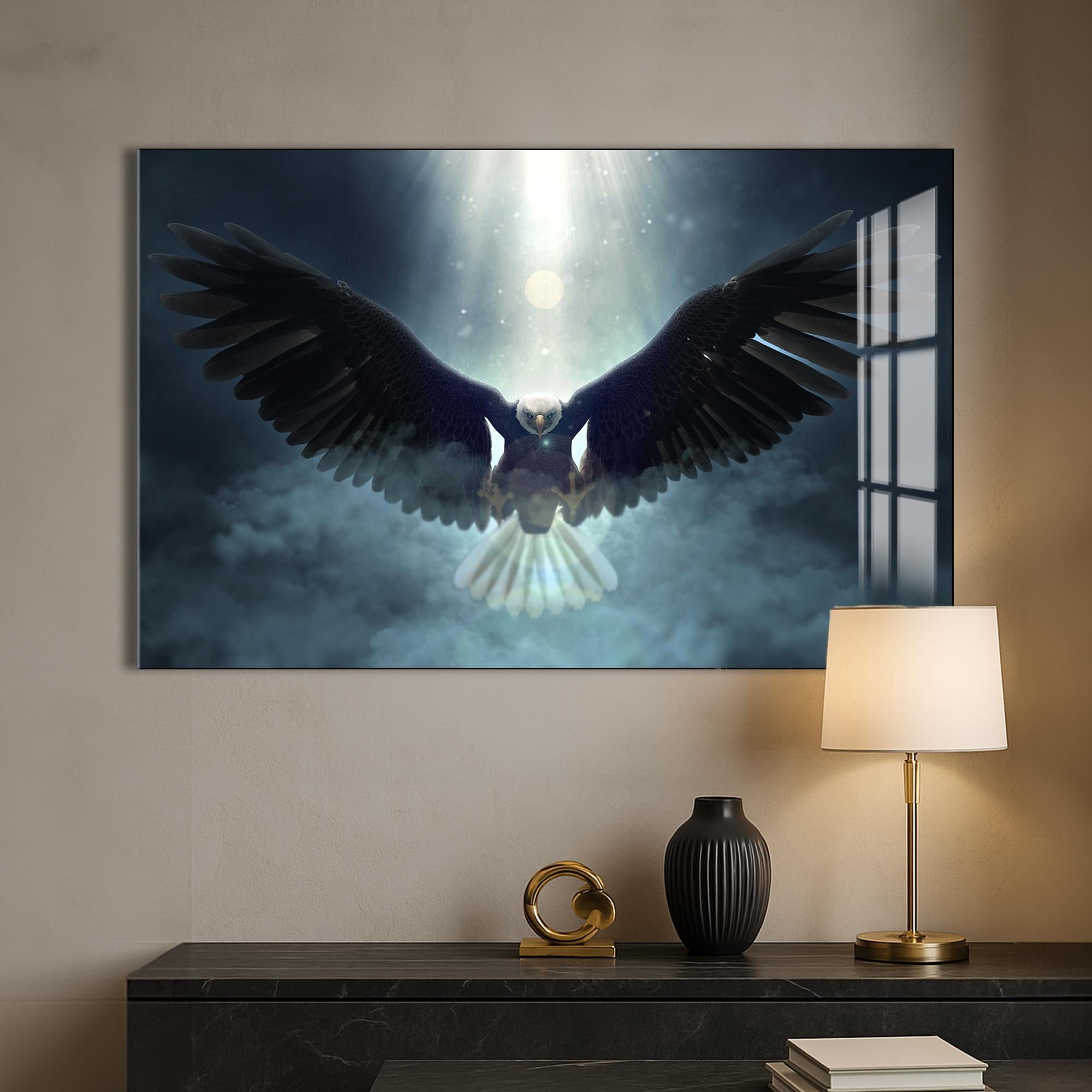 Artronauts Glass Print Eagle in Divine Light – Animal Tempered Glass Wall Art