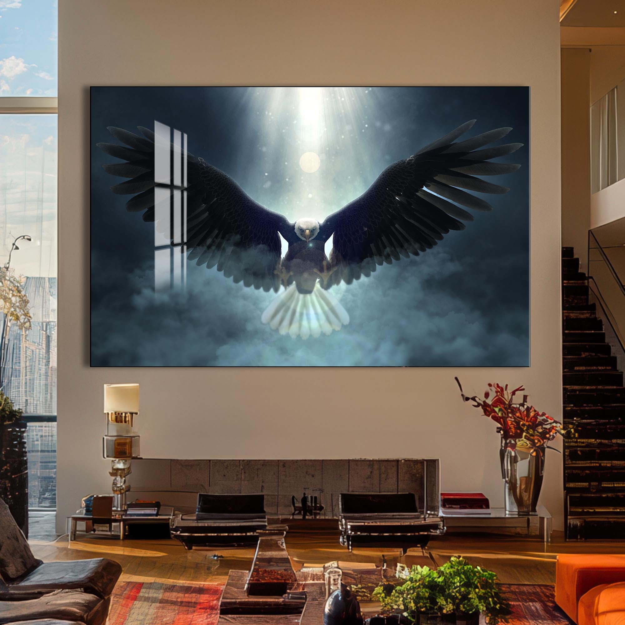 Artronauts Glass Print Eagle in Divine Light – Animal Tempered Glass Wall Art