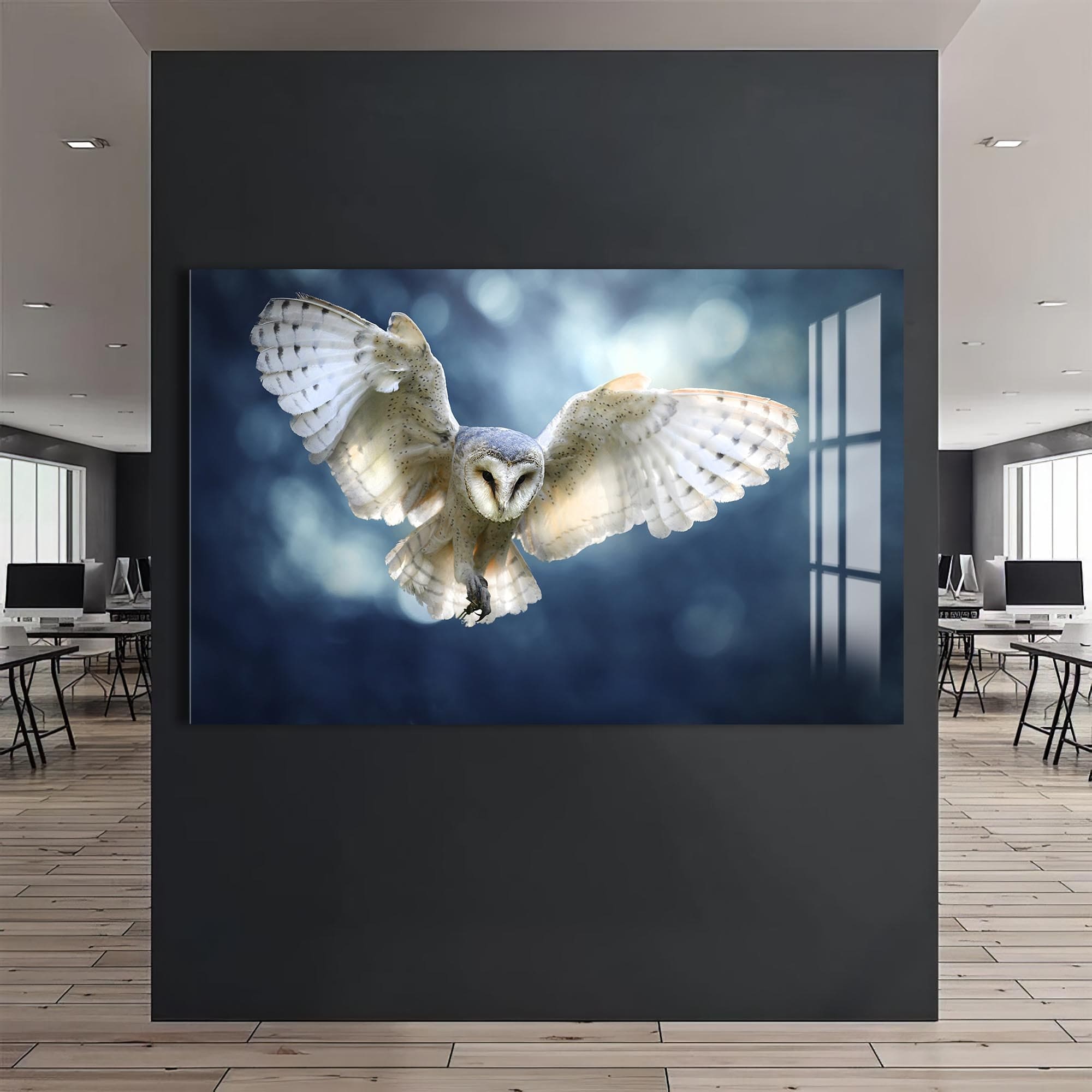 Artronauts Glass Print Glowing Barn Owl – Animal Tempered Glass Wall Art