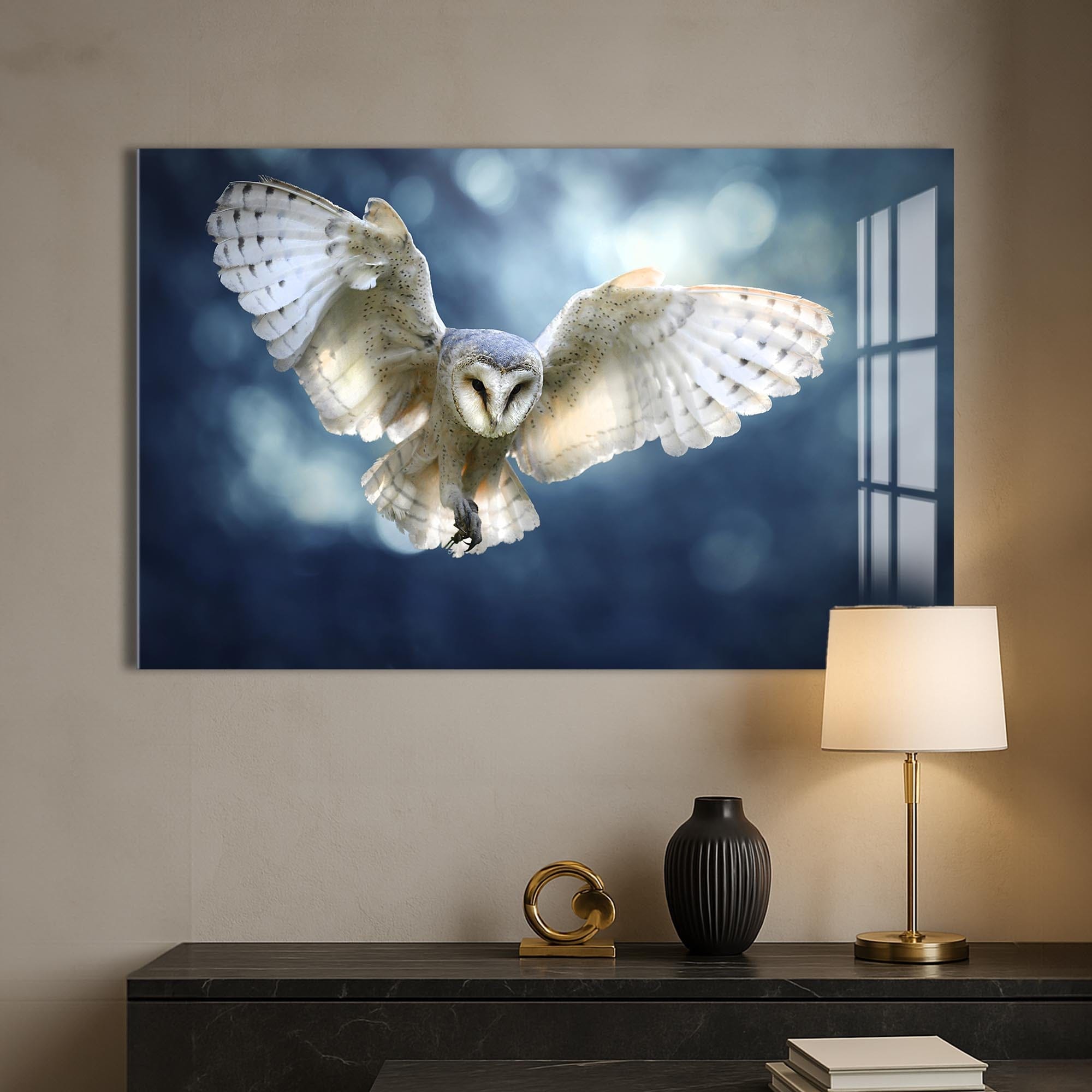Artronauts Glass Print Glowing Barn Owl – Animal Tempered Glass Wall Art