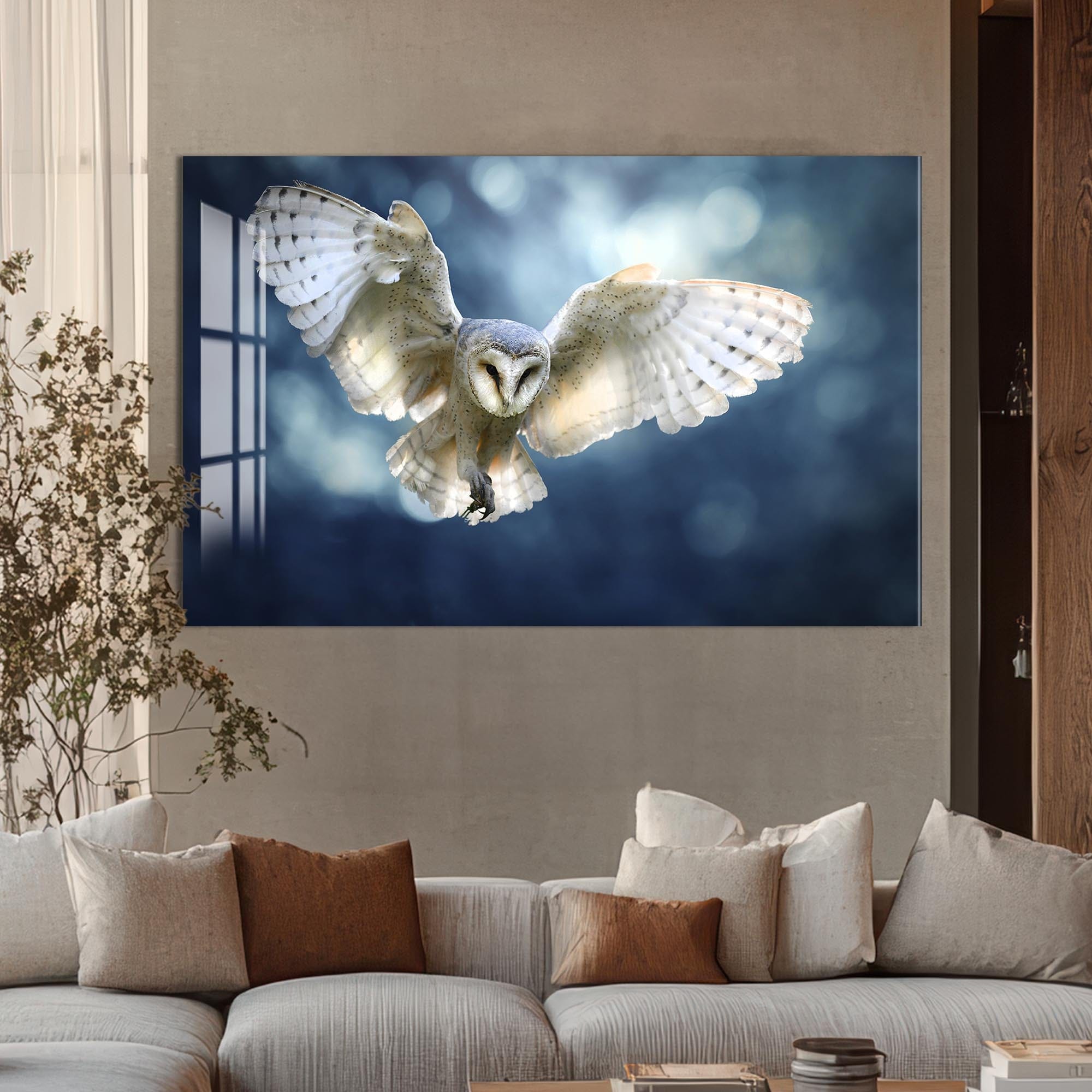 Artronauts Glass Print Glowing Barn Owl – Animal Tempered Glass Wall Art