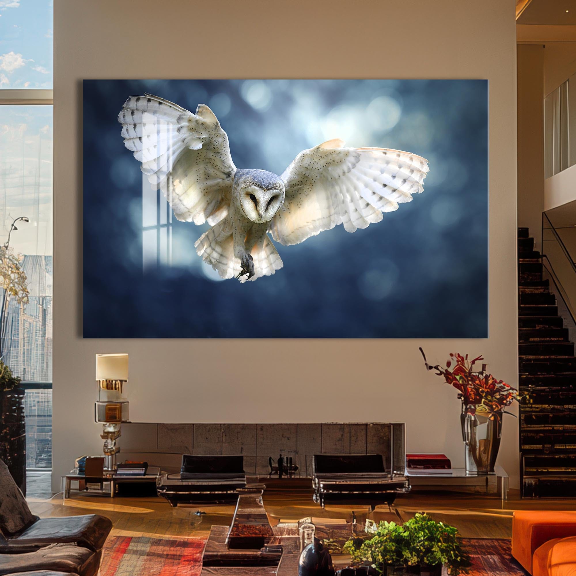 Artronauts Glass Print Glowing Barn Owl – Animal Tempered Glass Wall Art