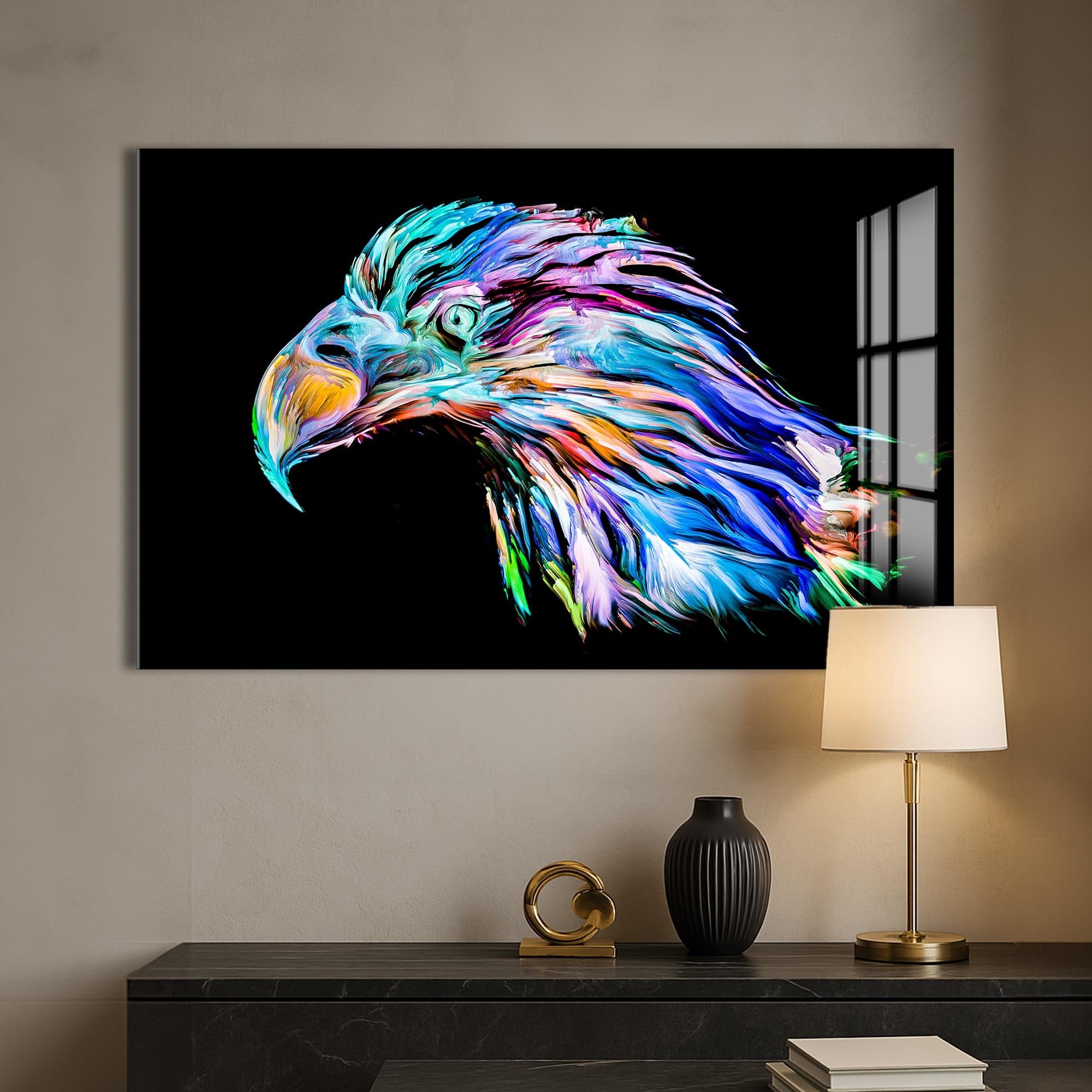 Artronauts Glass Print Colour Splash Eagle Portrait – Animal Tempered Glass Wall Art