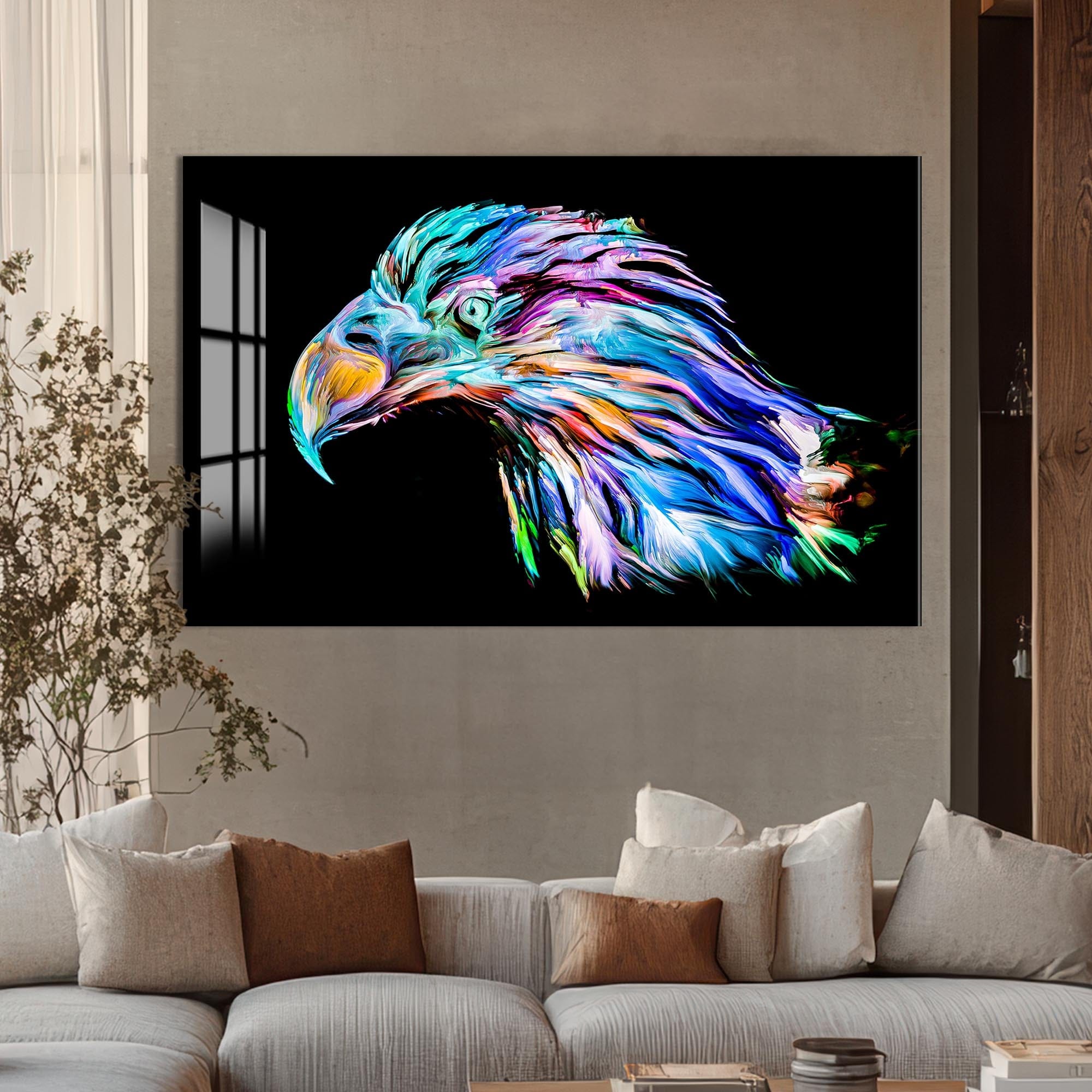 Artronauts Glass Print Colour Splash Eagle Portrait – Animal Tempered Glass Wall Art
