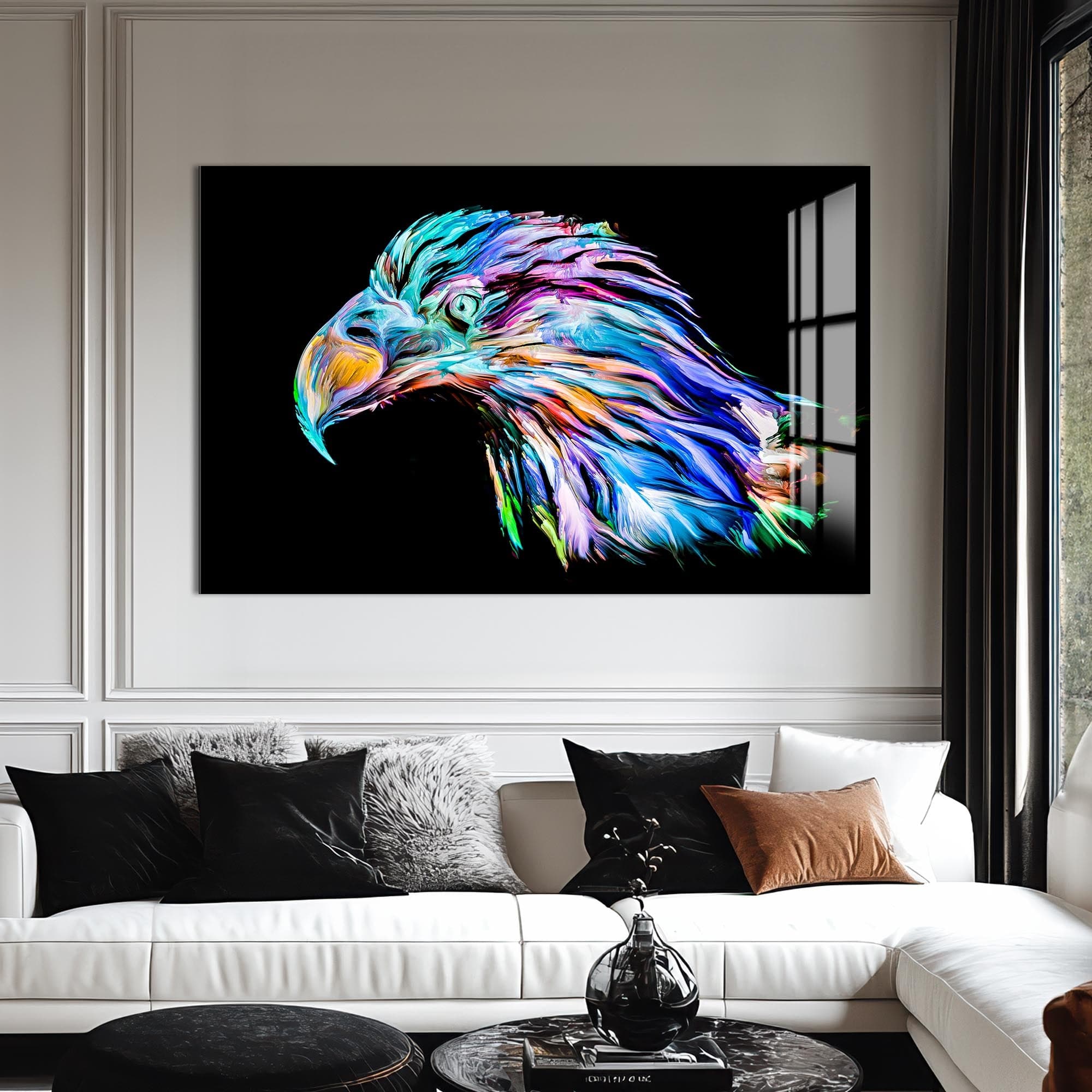 Artronauts Glass Print Colour Splash Eagle Portrait – Animal Tempered Glass Wall Art