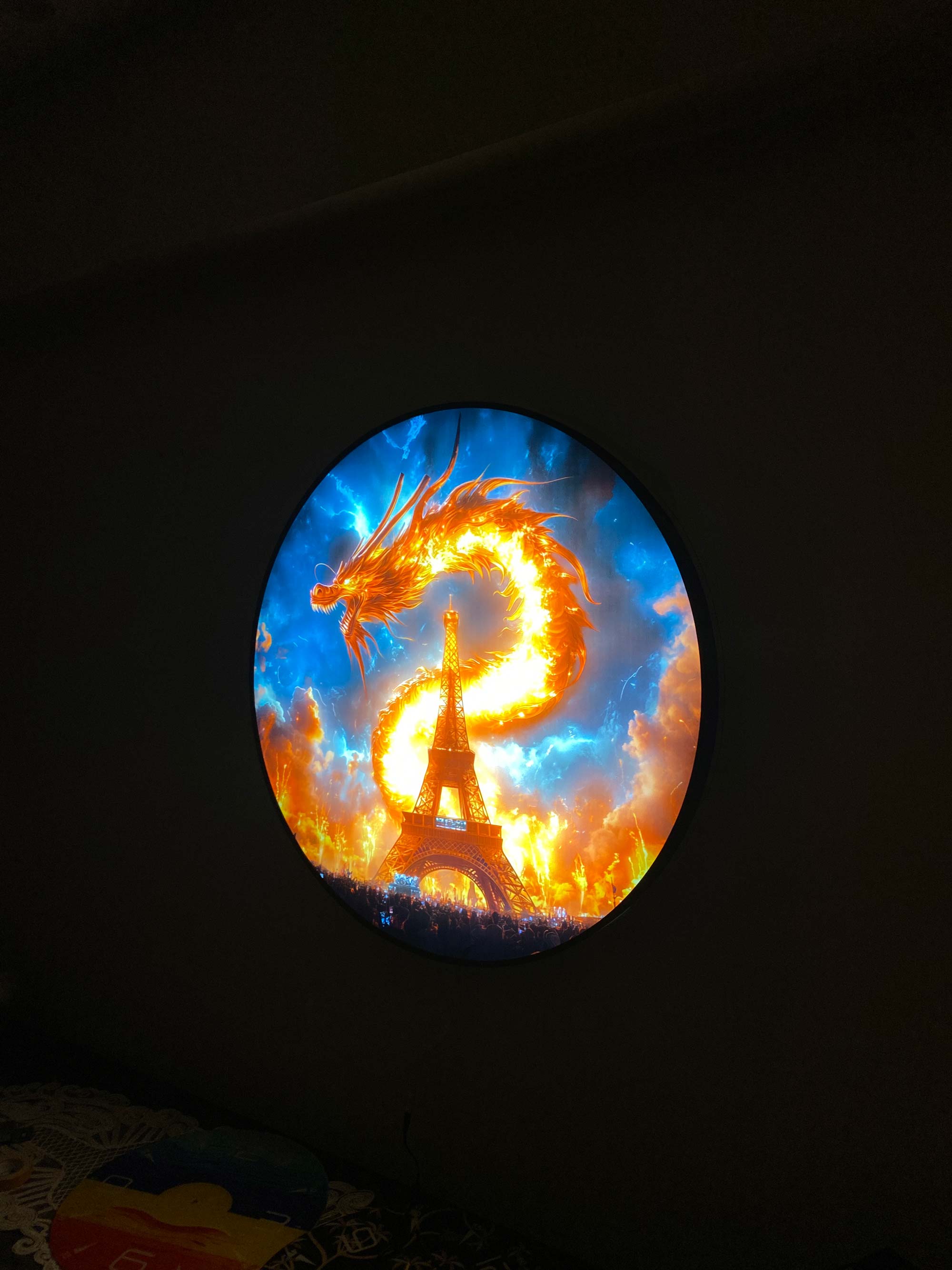 Artronauts Glass Print Dragon of Eiffel - Backlit Tempered Glass Wall Art