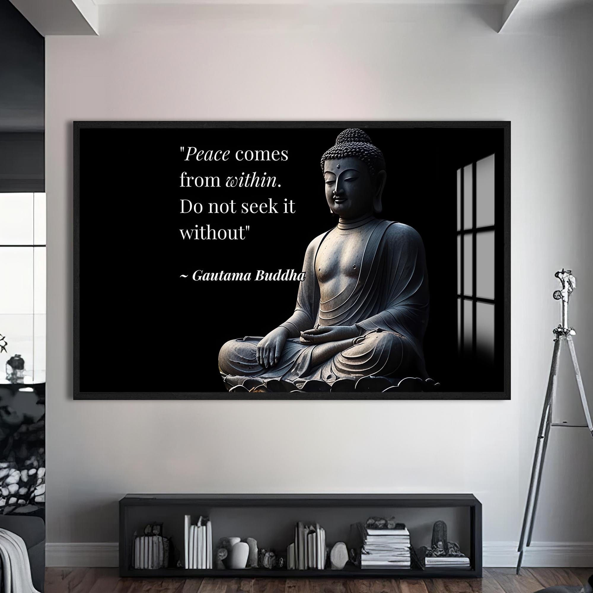 Artronauts Glass Print S | 72x46 cm | 28.3"x18.1" / Black Inner Peace- Buddhism Tempered Glass Wall Art