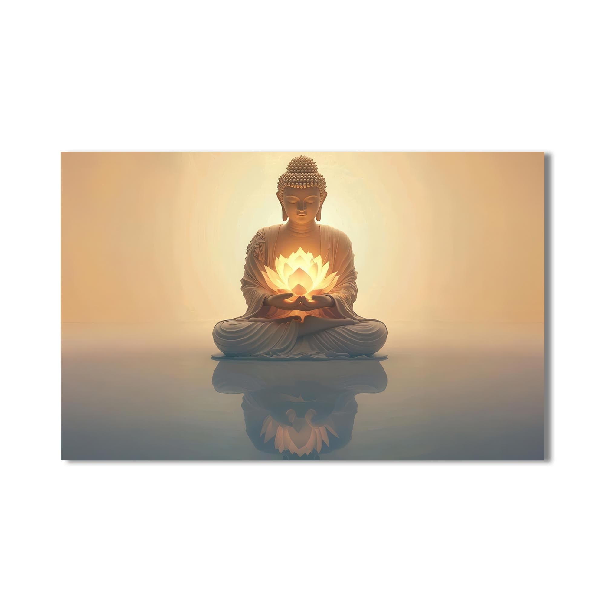 Artronauts Glass Print Lotus Reflection- Buddhism Tempered Glass Wall Art