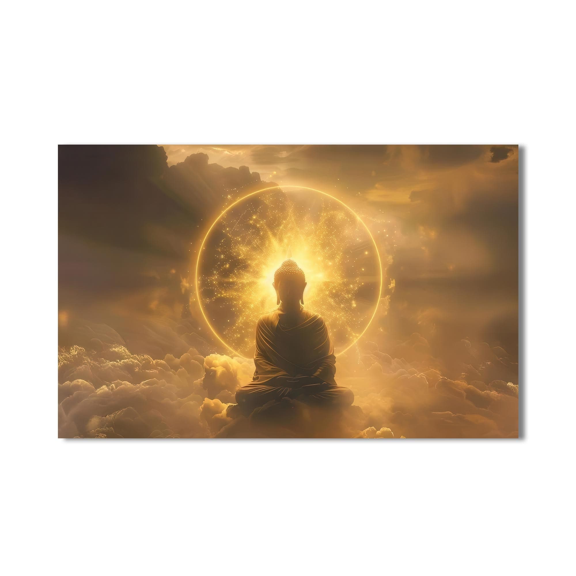 Artronauts Glass Print Golden Awakening- Buddhism Tempered Glass Wall Art