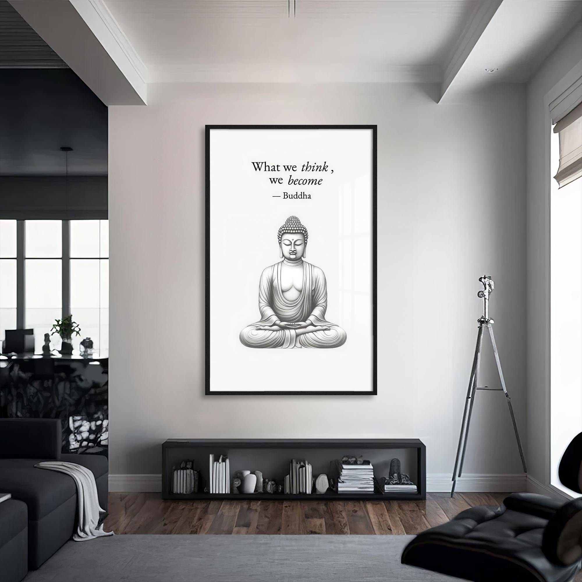 Artronauts Glass Print S | 72x46 cm | 28.3"x18.1" / Black Mind Becomes- Buddhism Tempered Glass Wall Art