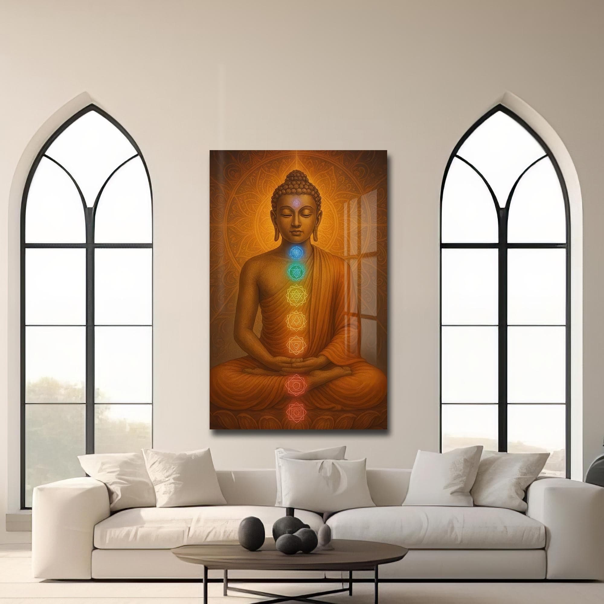 Artronauts Glass Print Inner Chakras- Buddhism Tempered Glass Wall Art