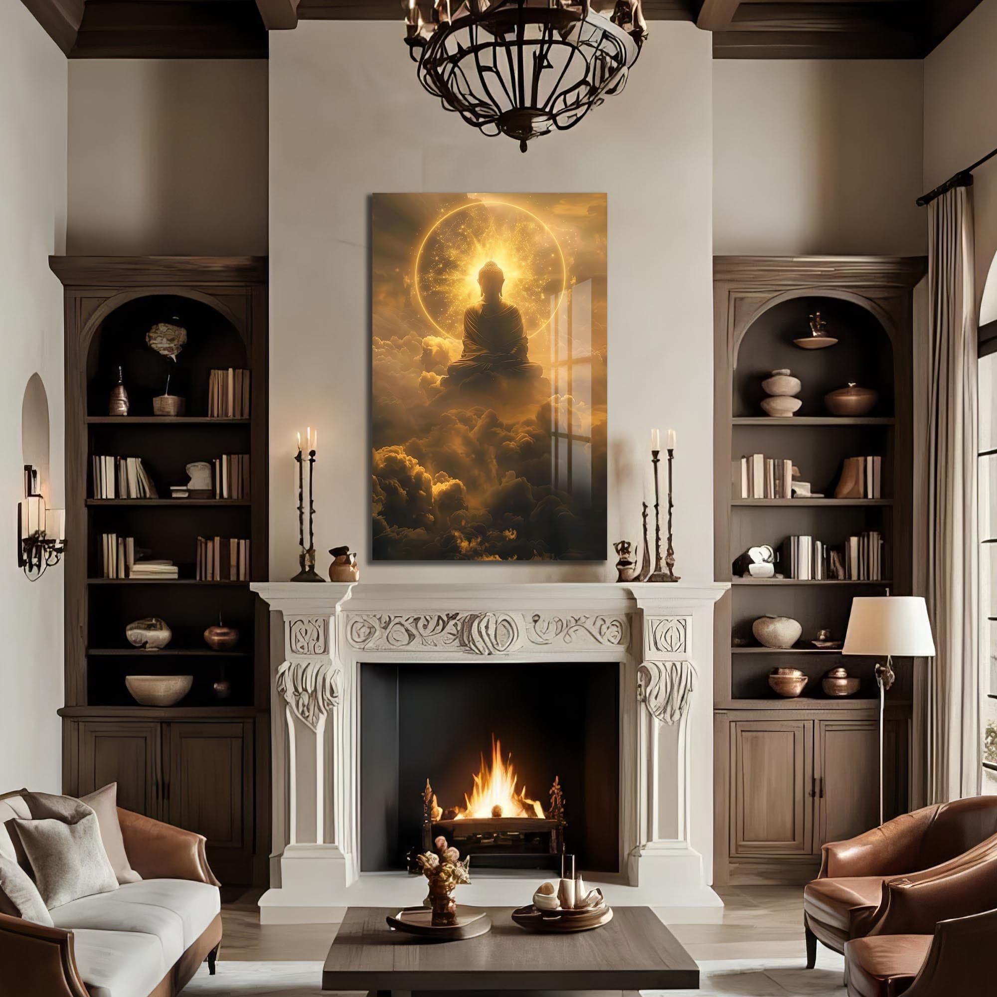 Artronauts Glass Print Golden Nirvana- Buddhism Tempered Glass Wall Art