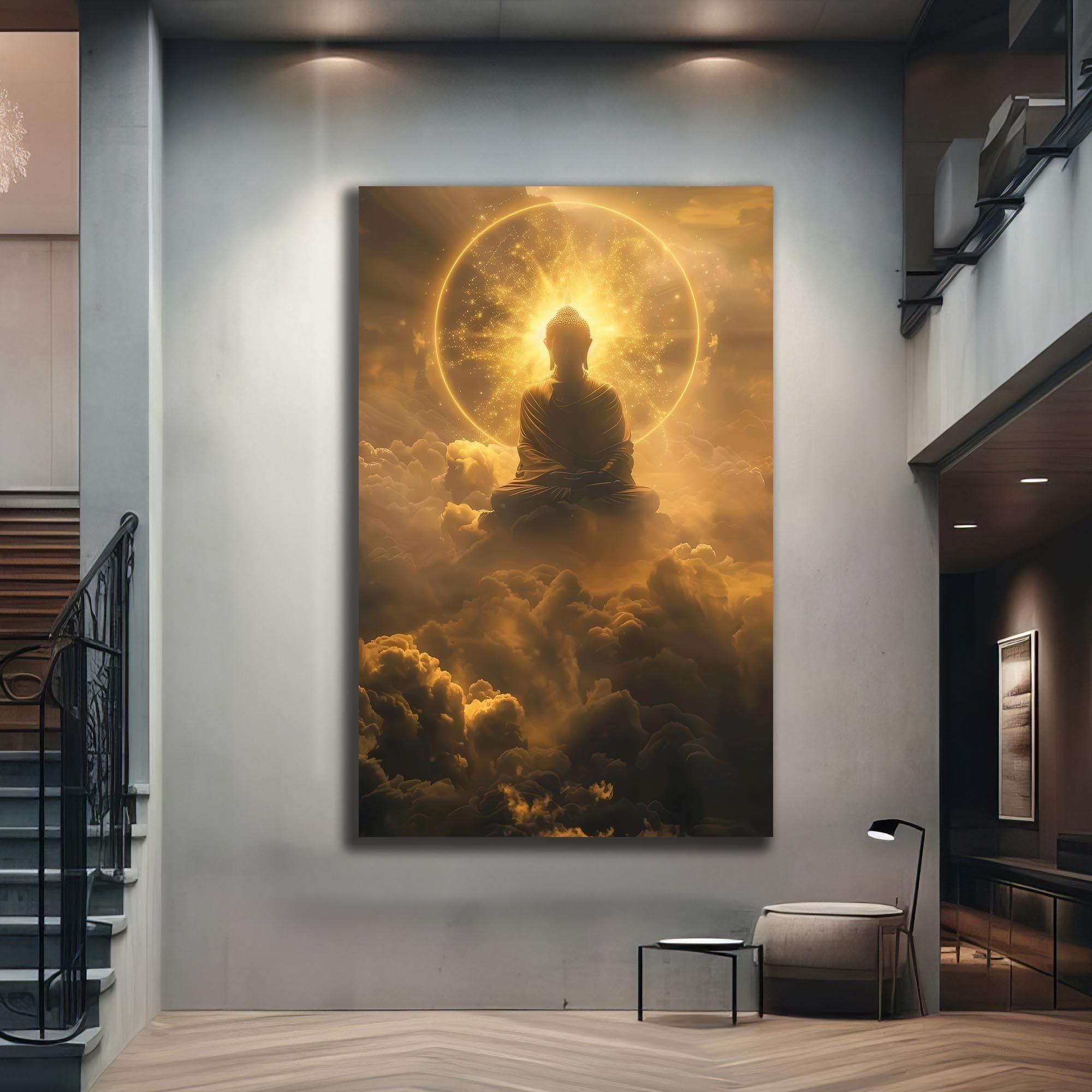 Artronauts Glass Print Golden Nirvana- Buddhism Tempered Glass Wall Art