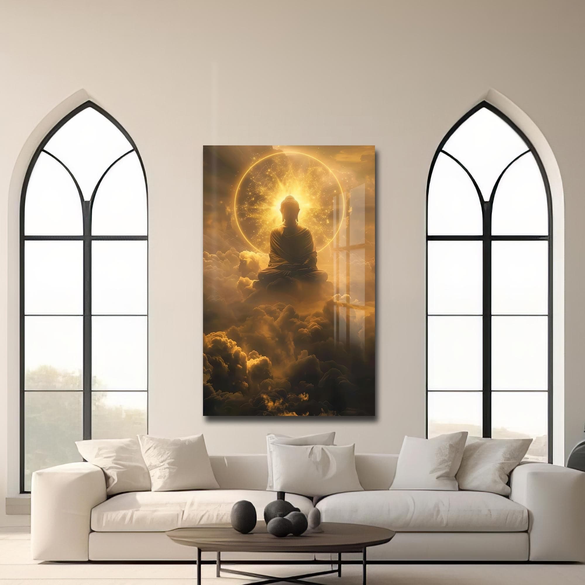 Artronauts Glass Print Golden Nirvana- Buddhism Tempered Glass Wall Art