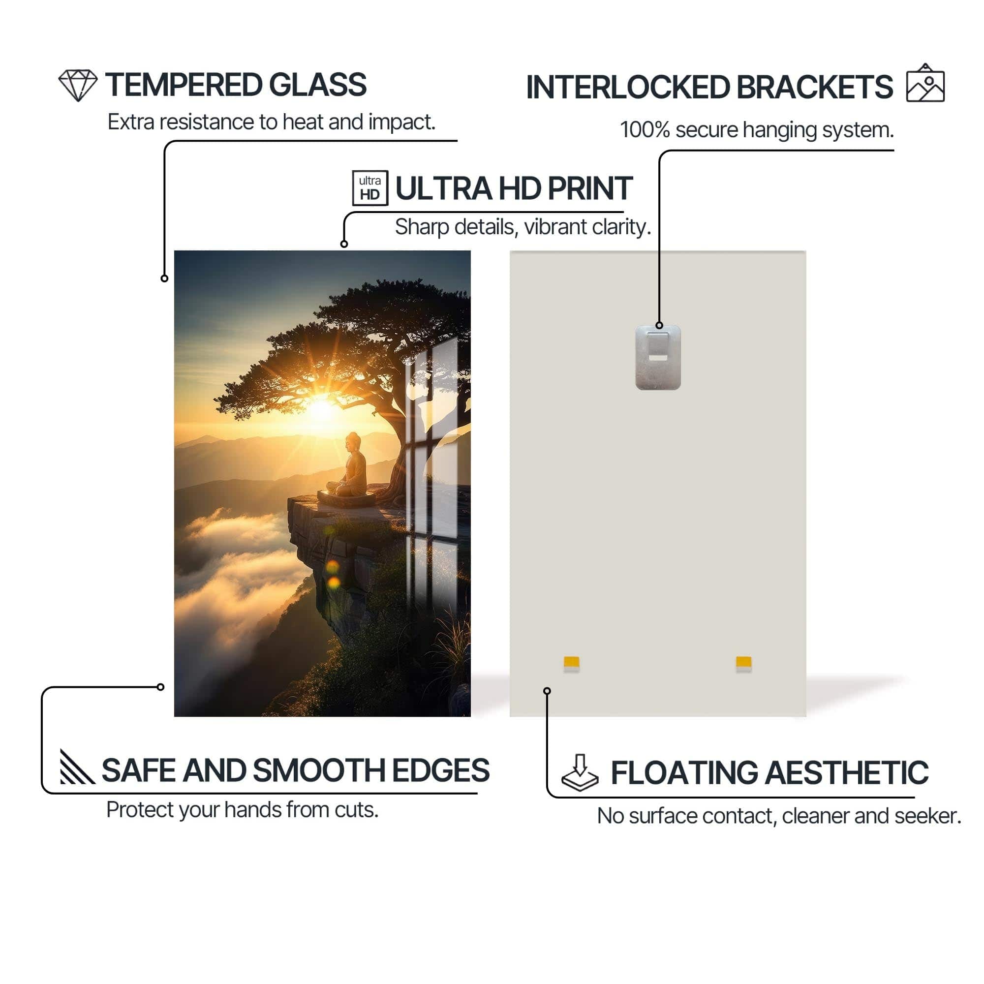 Artronauts Glass Print Edge of Stillness- Buddhism Tempered Glass Wall Art