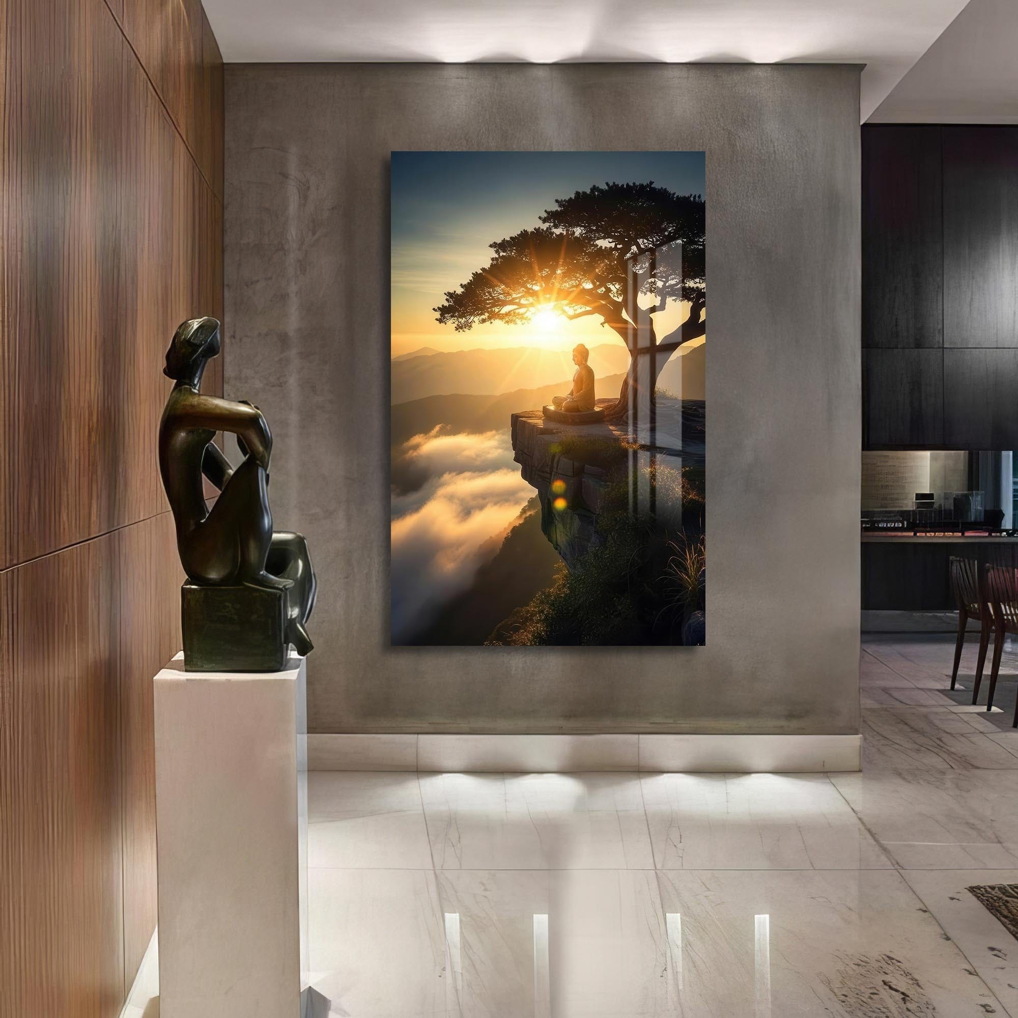 Artronauts Glass Print Edge of Stillness- Buddhism Tempered Glass Wall Art