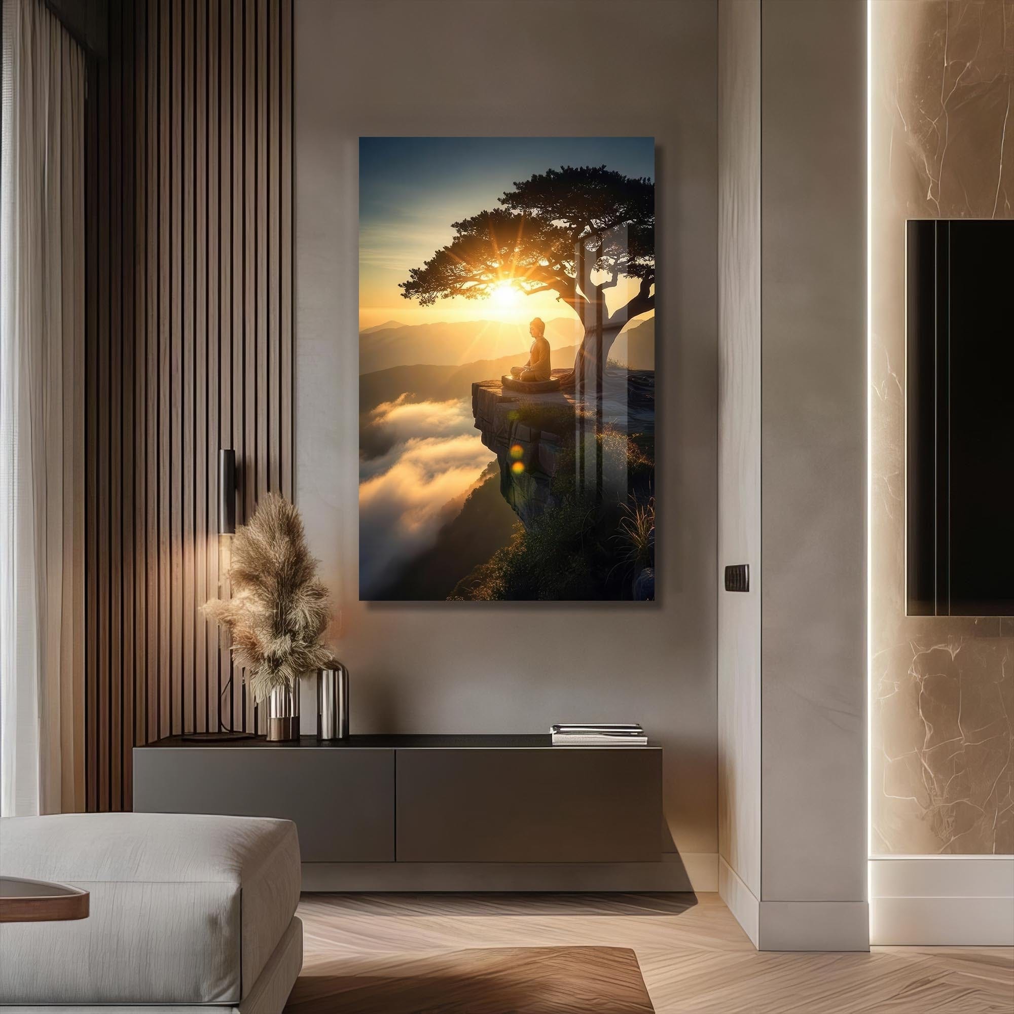 Artronauts Glass Print Edge of Stillness- Buddhism Tempered Glass Wall Art