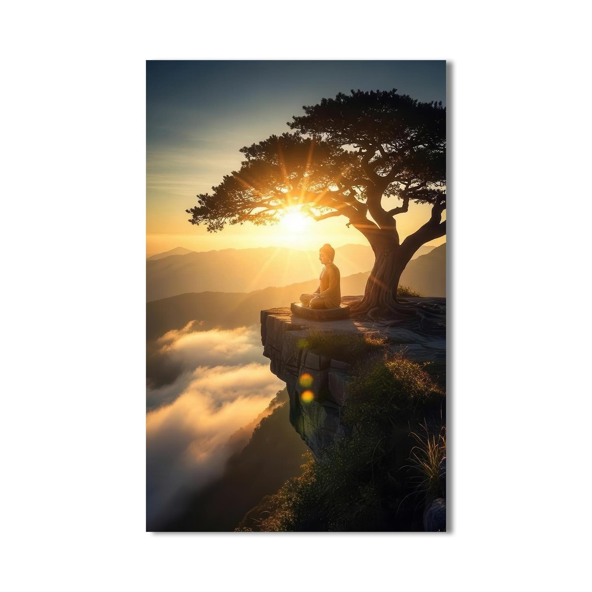 Artronauts Glass Print Edge of Stillness- Buddhism Tempered Glass Wall Art