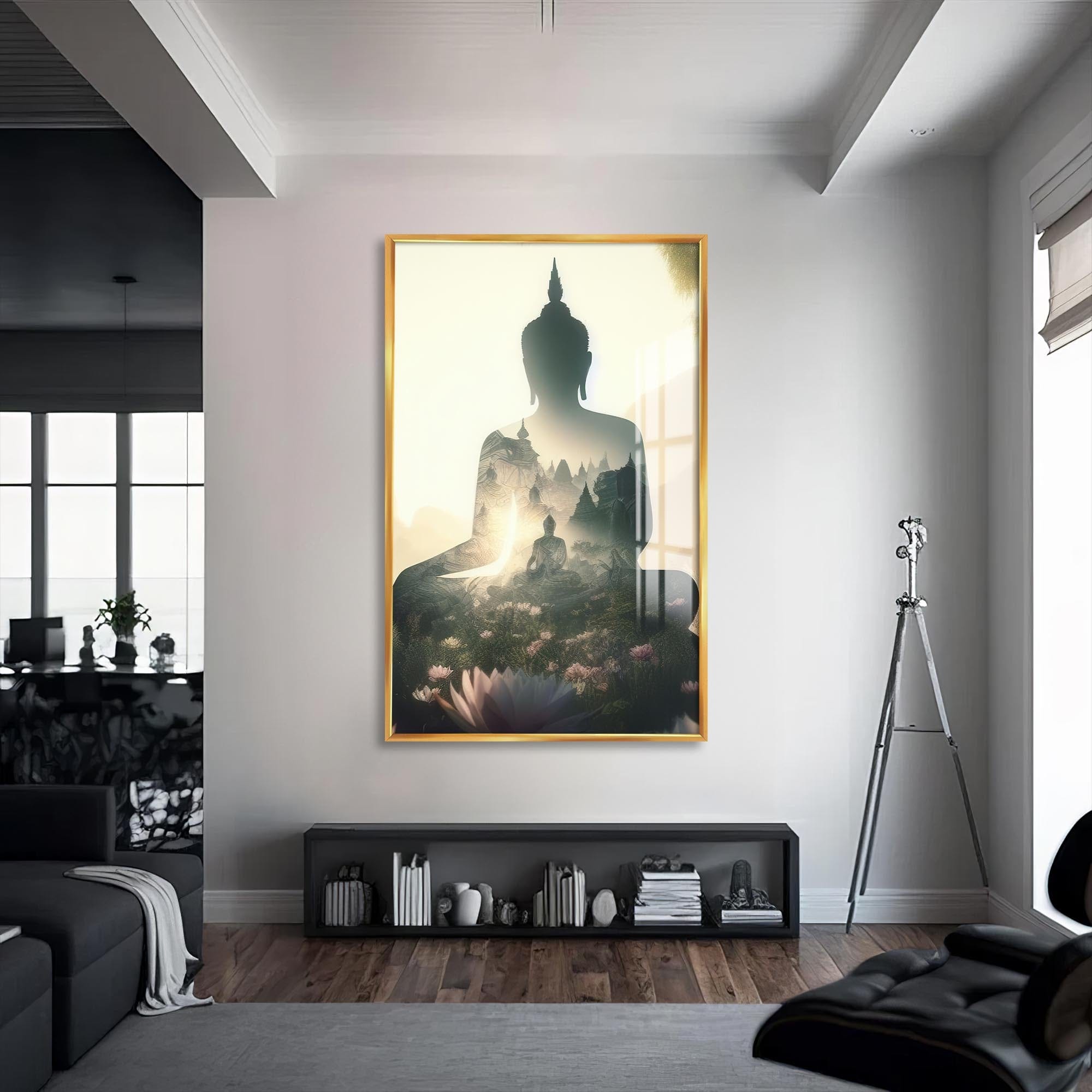 Artronauts Glass Print S | 72x46 cm | 28.3"x18.1" / Gold Inner Realm- Buddhism Tempered Glass Wall Art