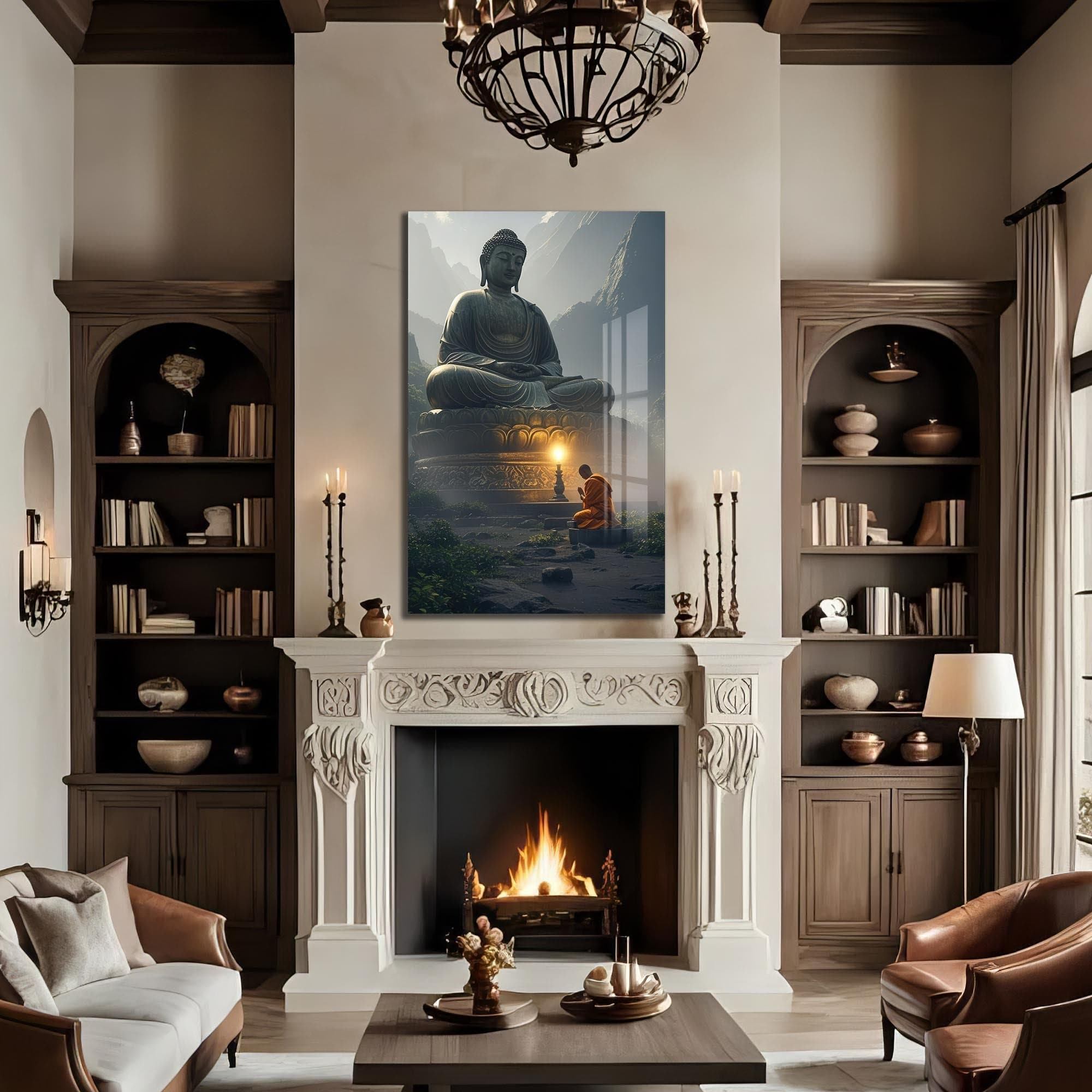 Artronauts Glass Print Temple of Light- Buddhism Tempered Glass Wall Art