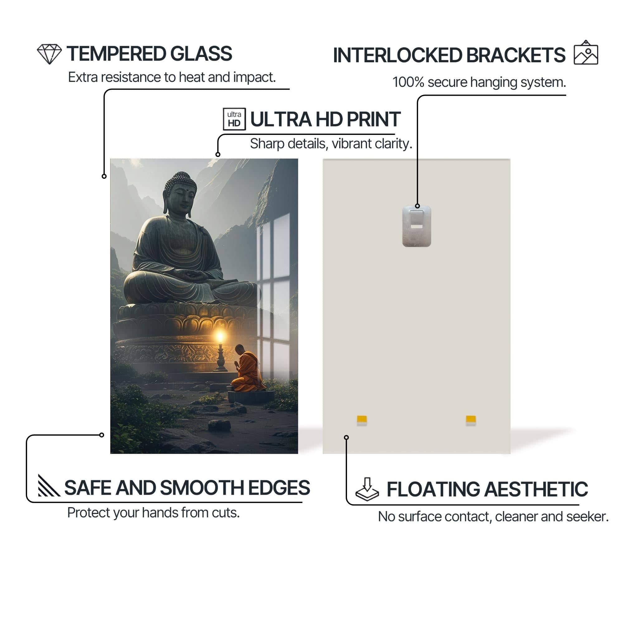 Artronauts Glass Print Temple of Light- Buddhism Tempered Glass Wall Art