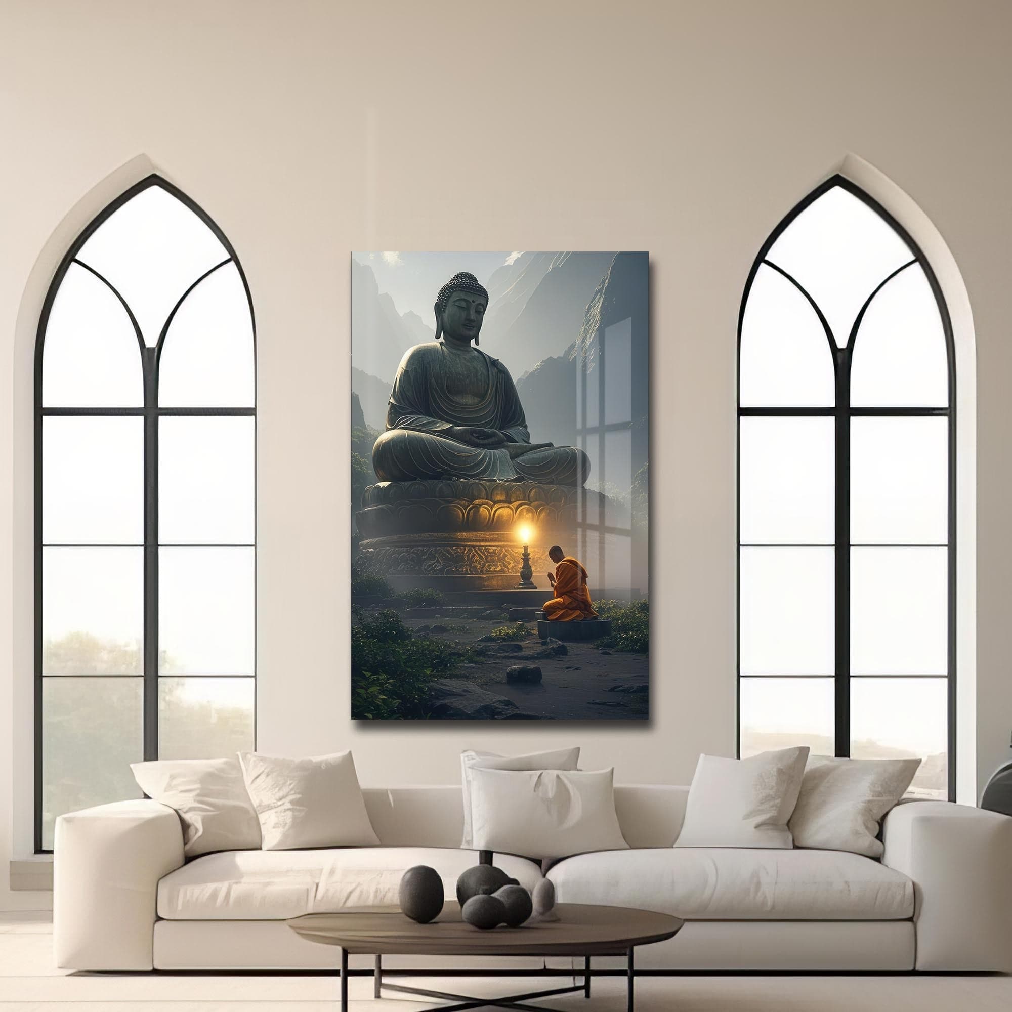 Artronauts Glass Print Temple of Light- Buddhism Tempered Glass Wall Art